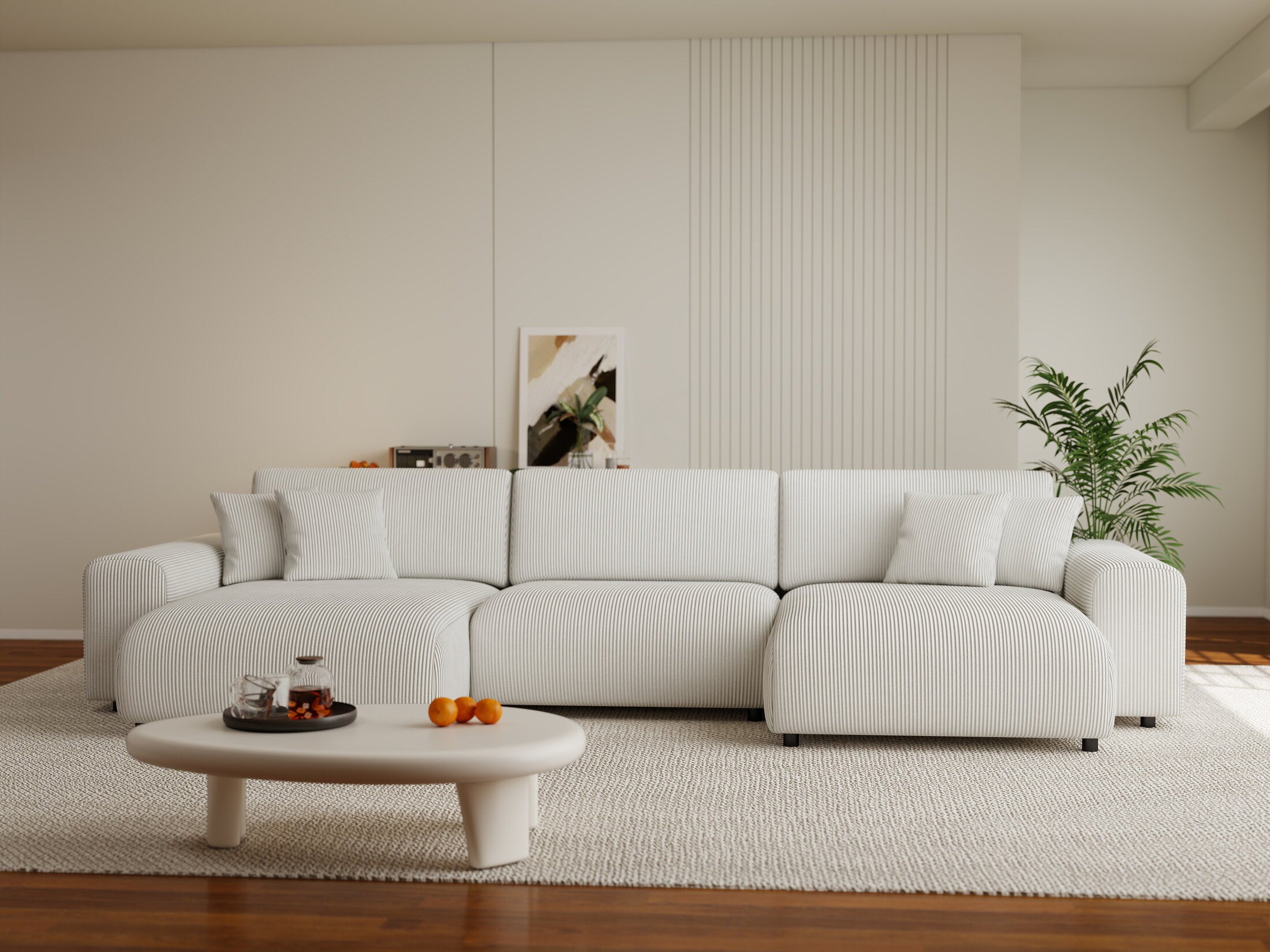 Colțar extensibil dumonde cu ladă de depozitare si sezut confortabil din spuma HR, Sarina U Zoom Gri 350x168 cm