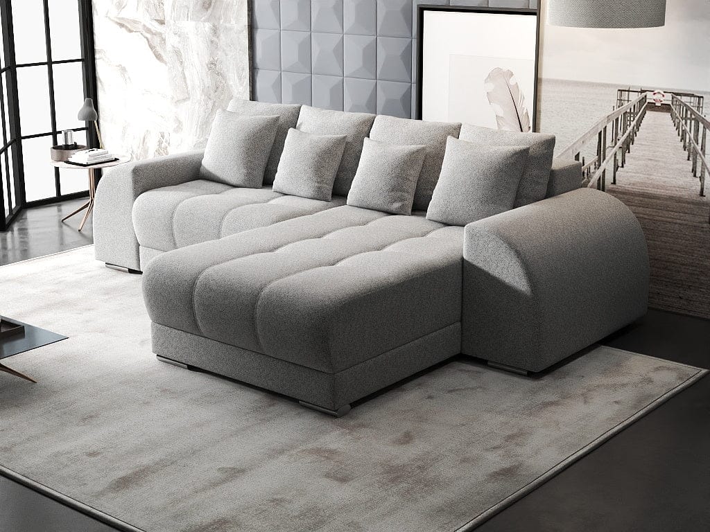 Colțar extensibil dumonde cu ladă de depozitare si sezut confortabil din spuma HR, Verona Euphoria Dove II 290x185 cm Fabrica