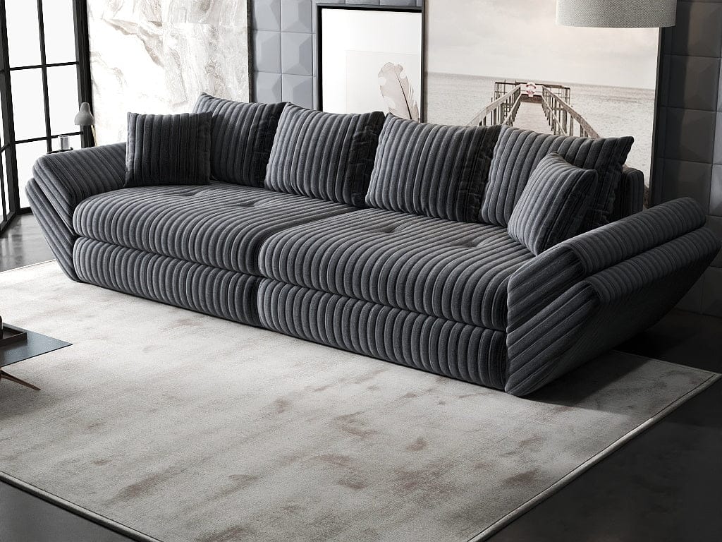 Canapea extensibilă dumonde cu ladă de depozitare si sezut confortabil din spuma HR, Loana Ambience Gri 300x100 cm Fabrica