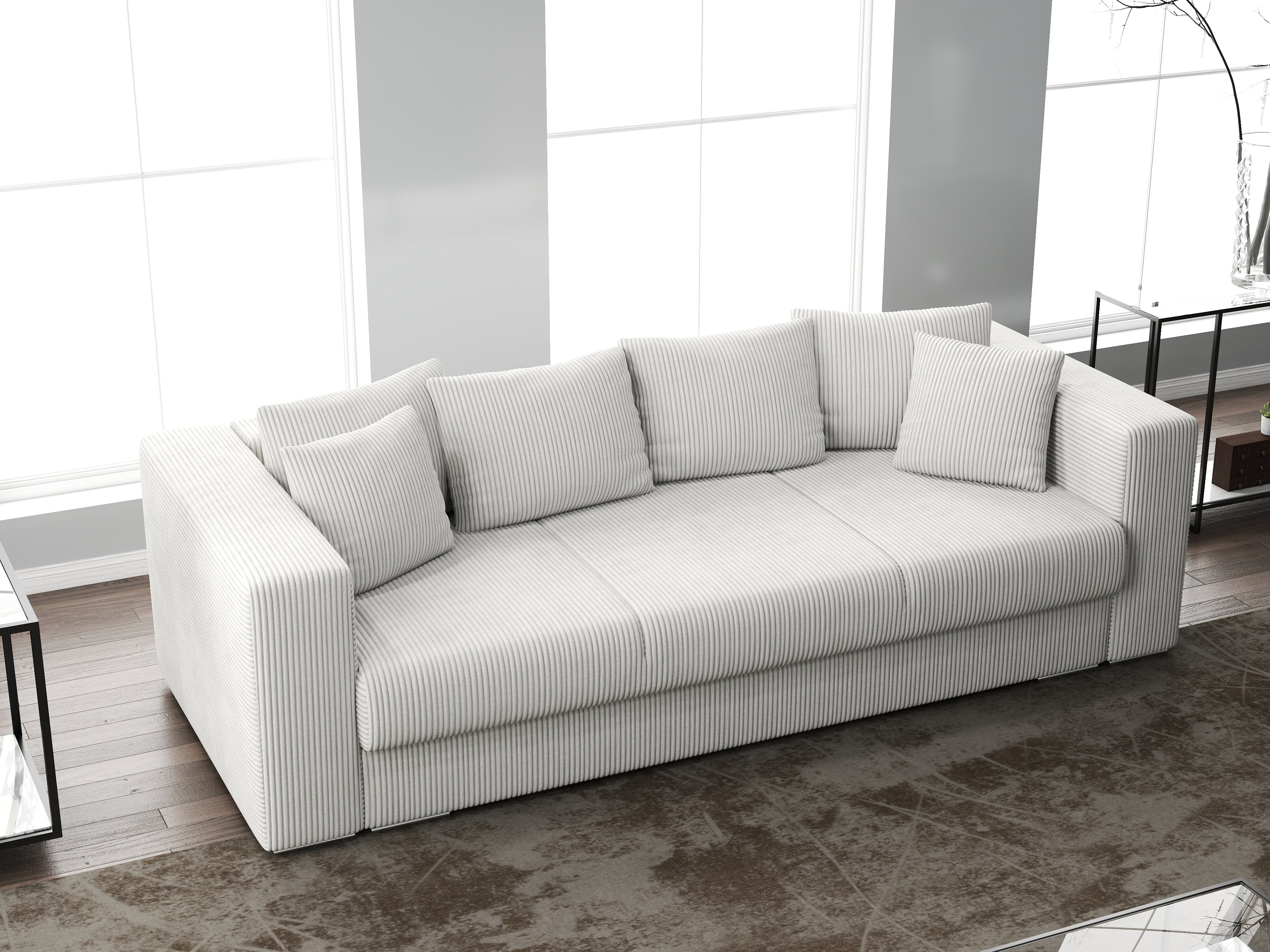 Canapea extensibilă dumonde cu ladă de depozitare si sezut confortabil din spuma HR, Gloria Zoom Cream 240x100 cm Fabrica