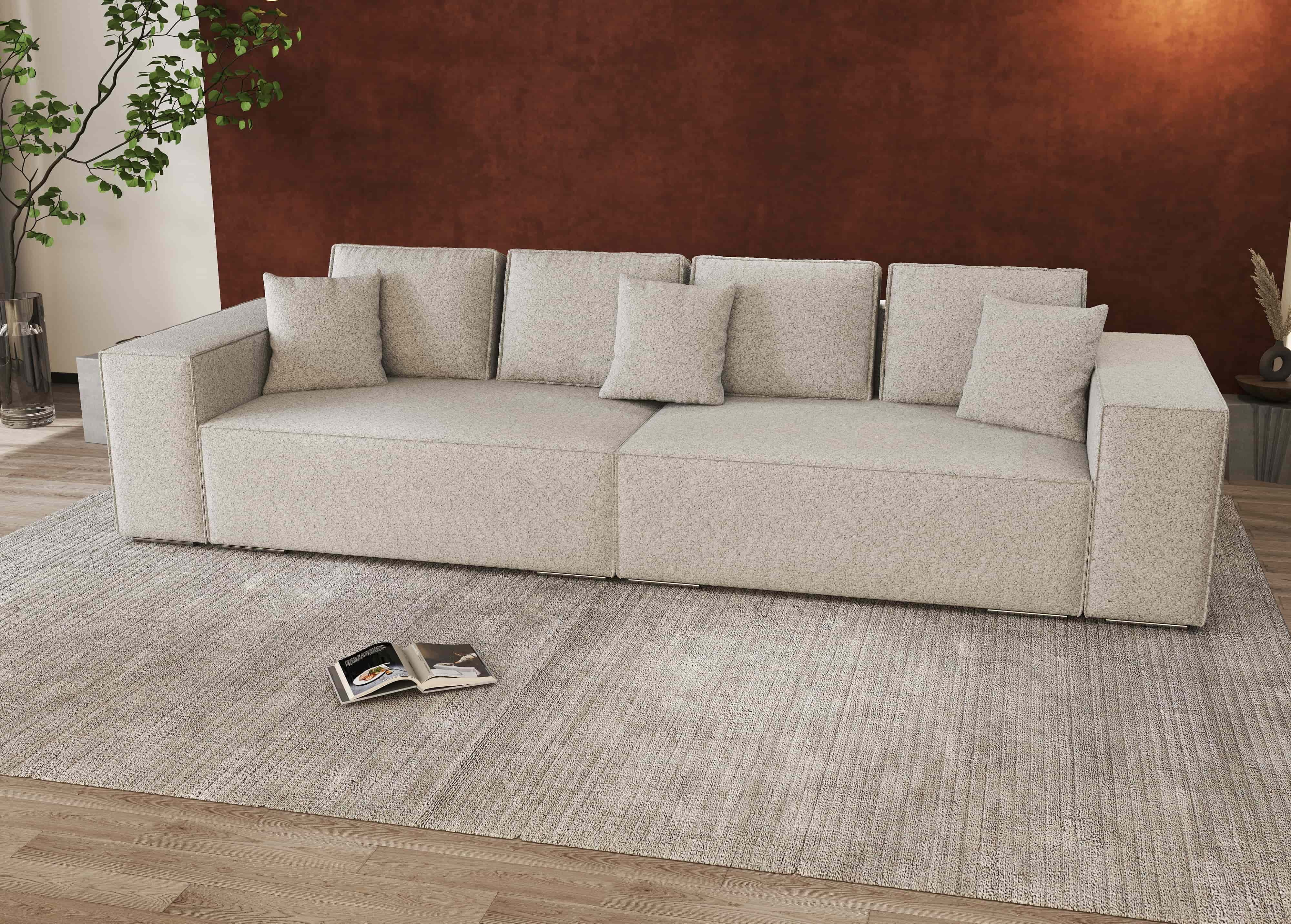 Canapea extensibilă dumonde cu ladă de depozitare si sezut confortabil din spuma HR, Dream Euphoria Dove 310x100 cm Fabrica