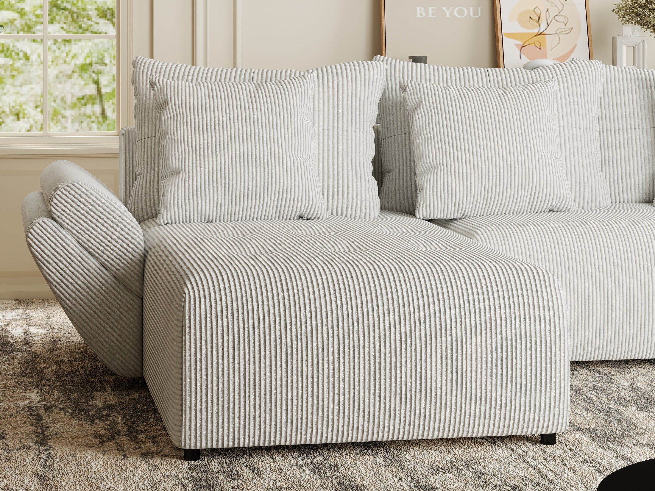 Colțar extensibil dumonde cu ladă de depozitare si sezut confortabil din spuma HR, Berlin Zoom Gri 280x185 cm