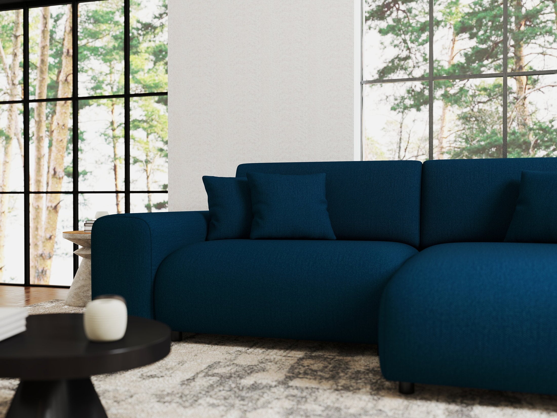 Colțar extensibil dumonde cu ladă de depozitare si sezut confortabil din spuma HR, Sarina Enjoy Verde Petrol 255x168 cm II