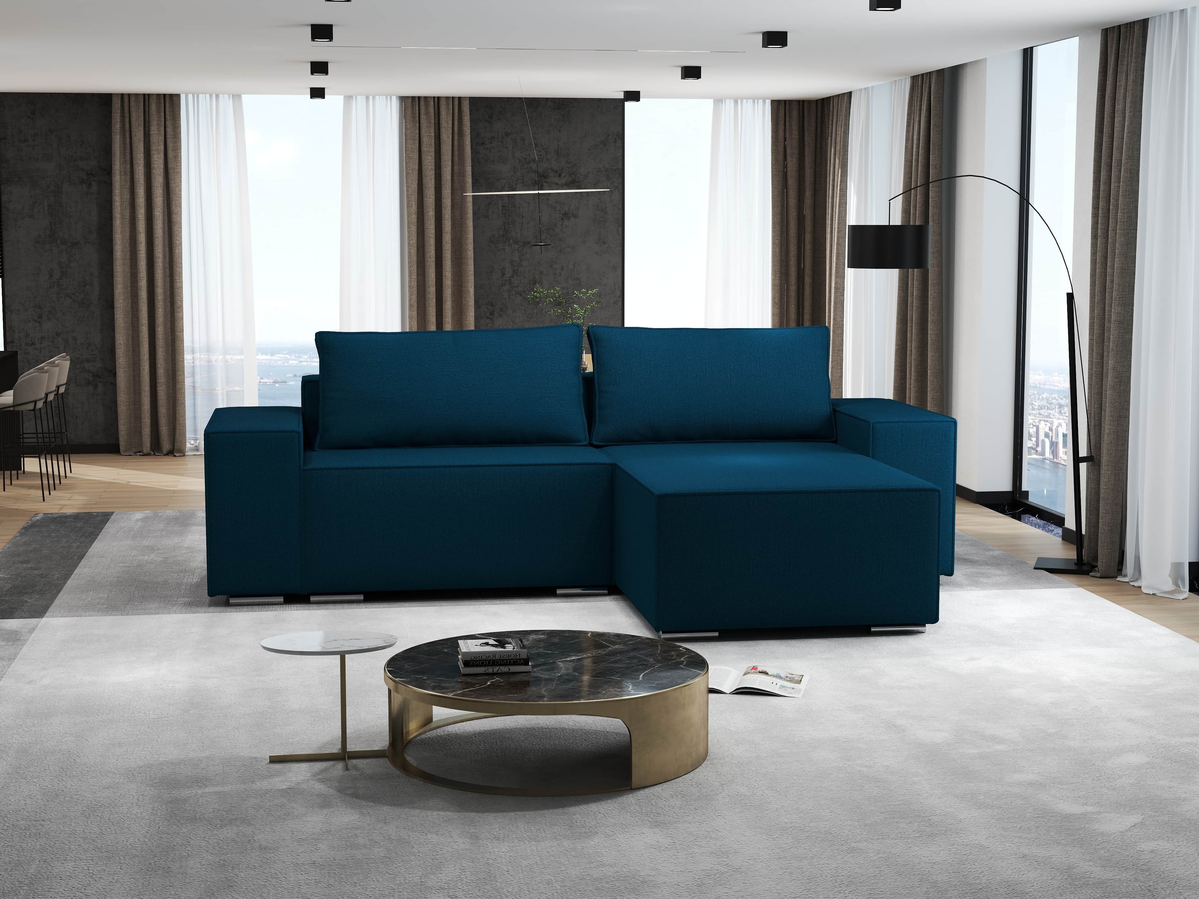 Colțar extensibil dumonde cu ladă de depozitare si sezut confortabil din spuma HR, Dream Enjoy Petrol 290x185 cm II Fabrica