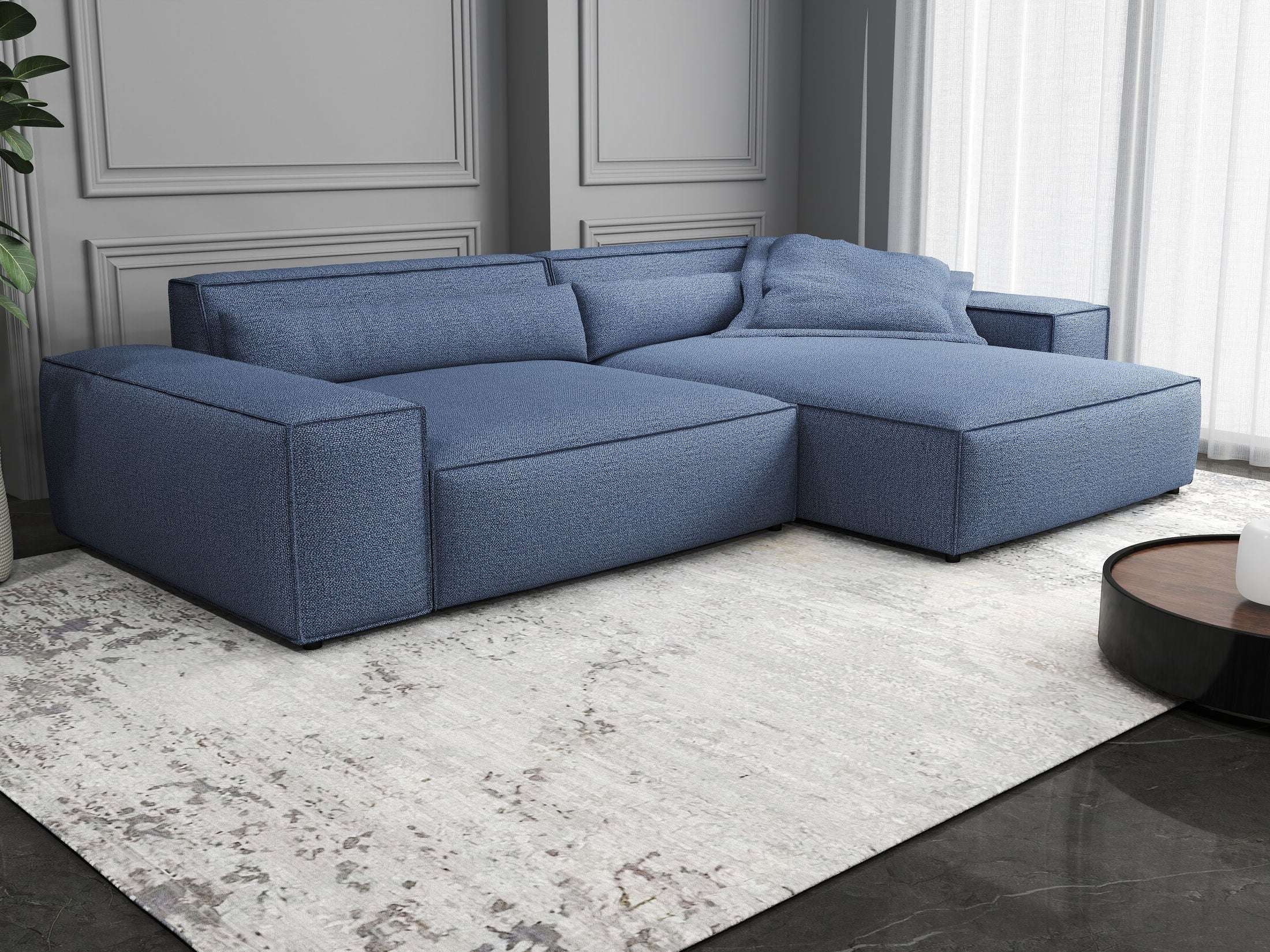 Colțar dumonde cu șezut confortabil din spumă HR, Marvelo Enjoy Albastru 264x175 cm II