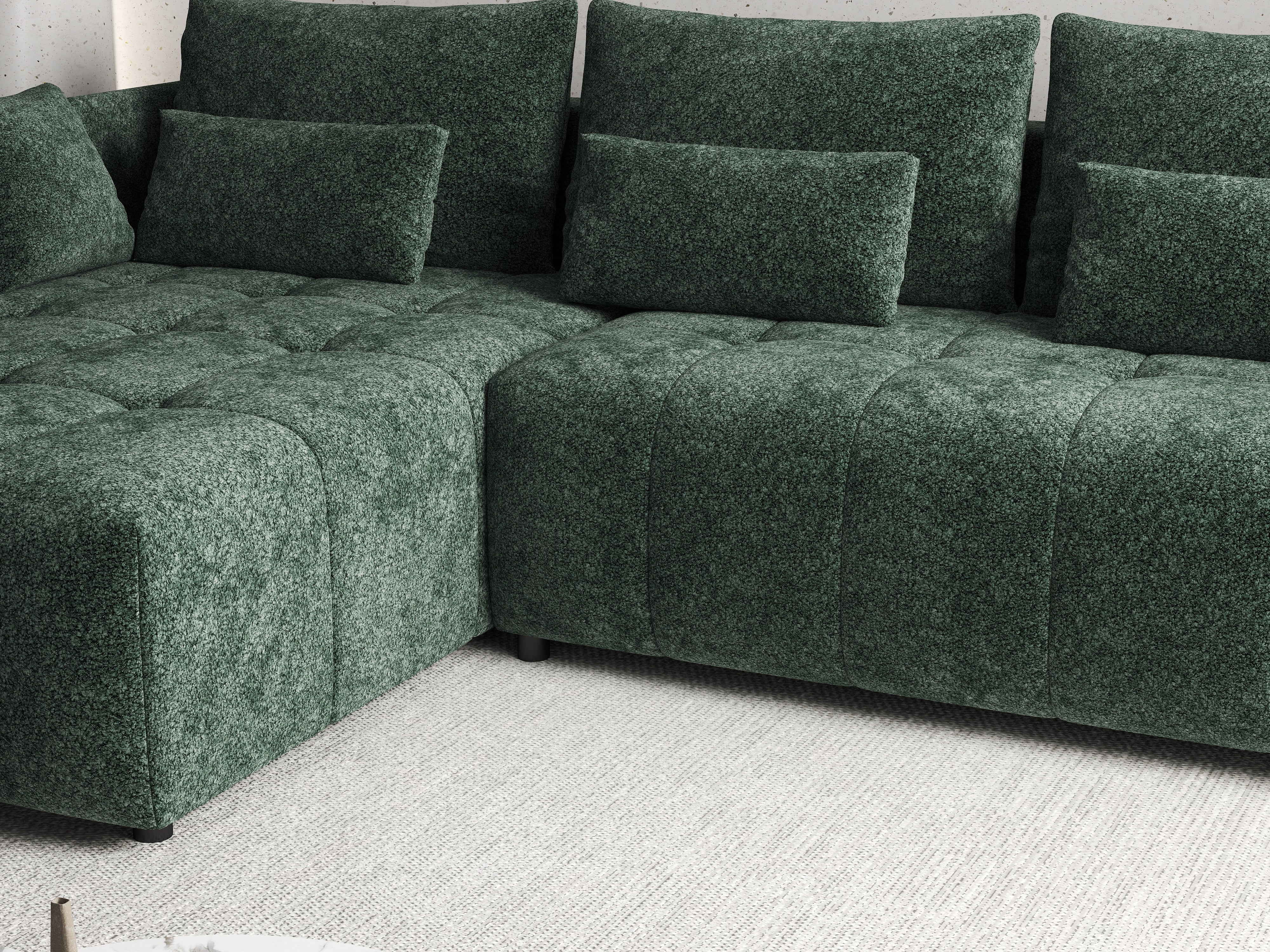 Colțar extensibil dumonde cu ladă de depozitare si sezut confortabil din spuma HR, Malta Euphoria Green II 235x185 cm Fabrica