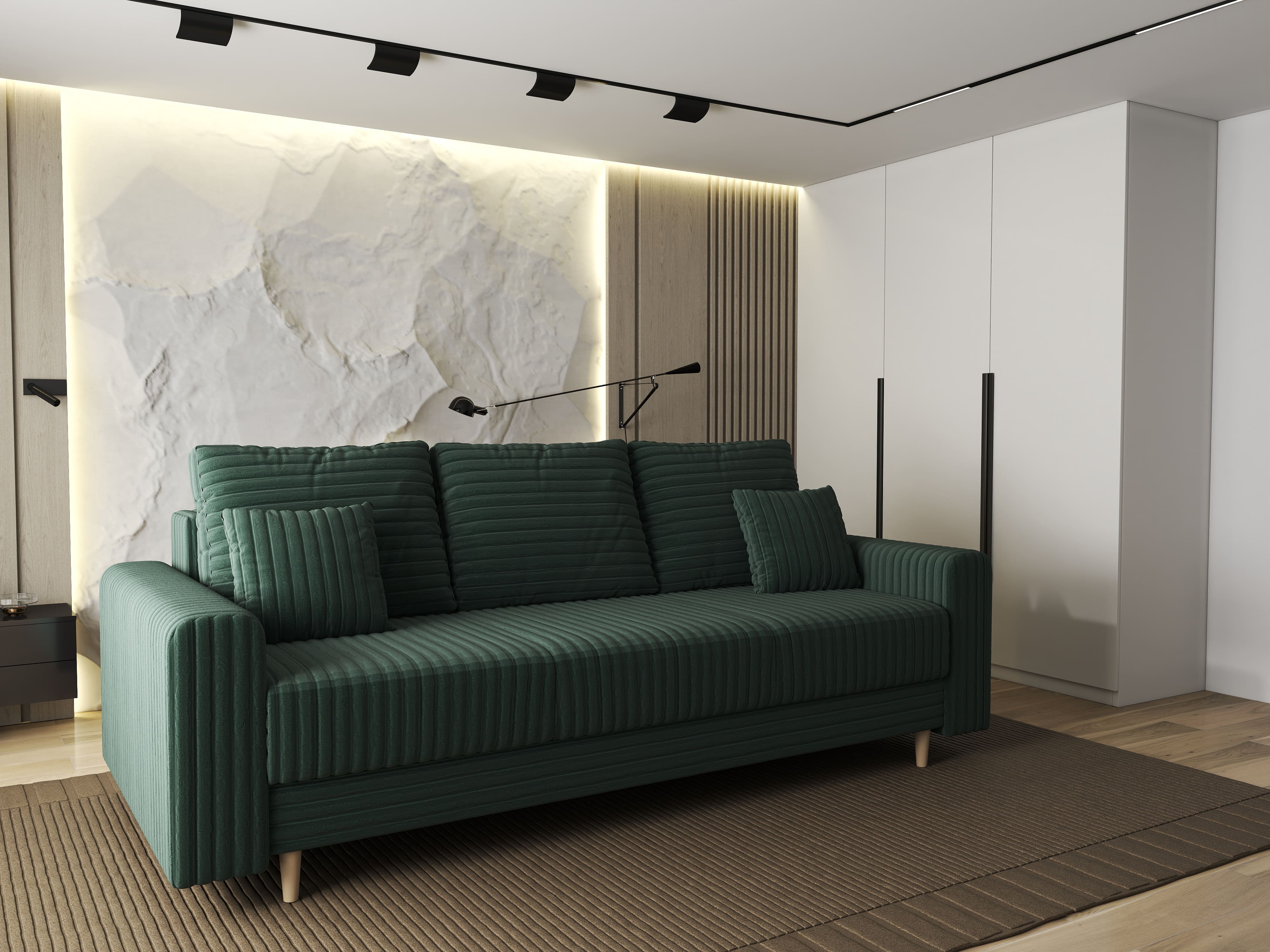 Canapea extensibilă dumonde cu ladă de depozitare si sezut confortabil din spuma HR, Kronos Ambience Verde 210x100 cm fabrica