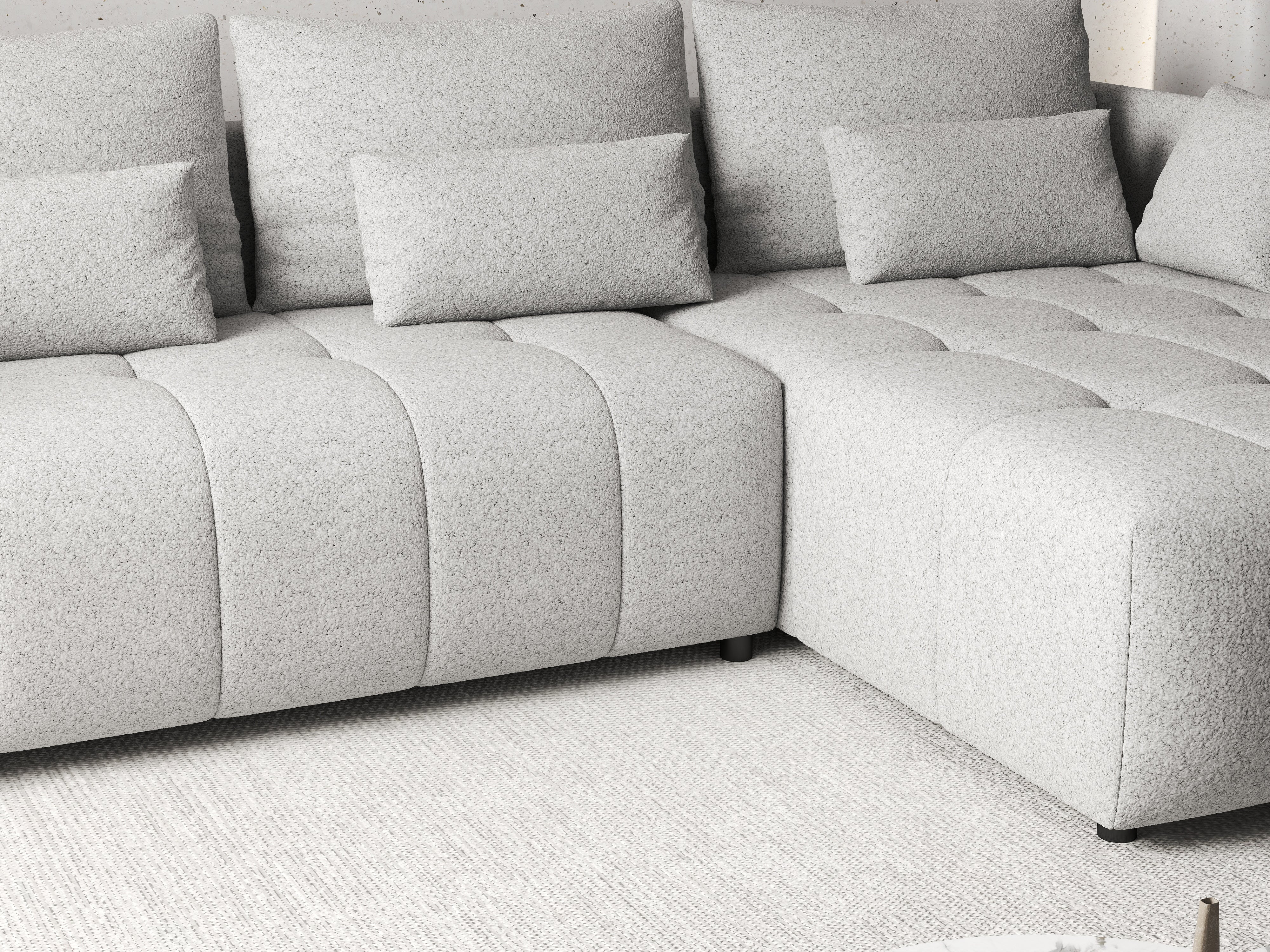 Colțar extensibil dumonde cu ladă de depozitare si sezut confortabil din spuma HR, Malta Euphoria Dove 235x185 cm Fabrica