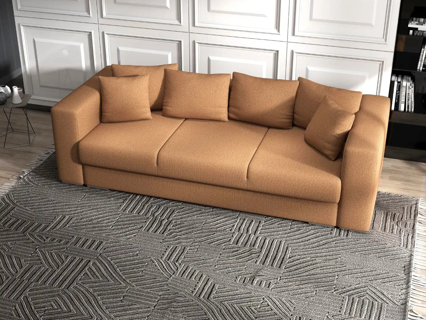 Canapea extensibilă dumonde cu ladă de depozitare si sezut confortabil din spuma HR, Gloria Orange 240x100 cm Fabrica