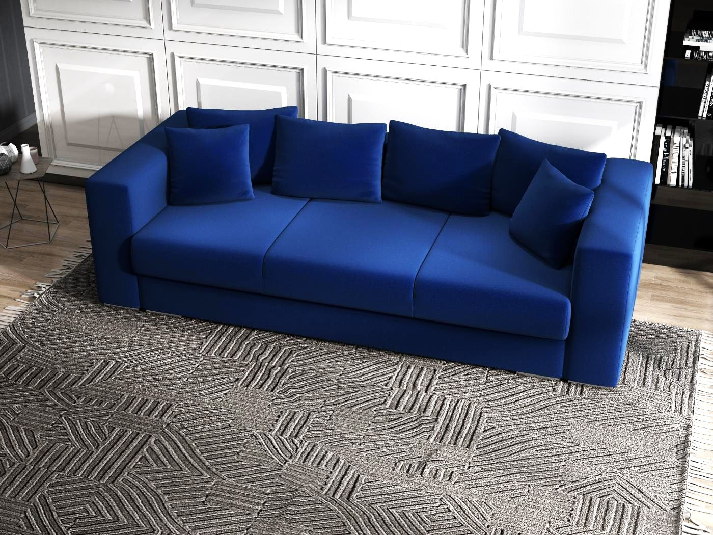 Canapea extensibilă dumonde cu ladă de depozitare si sezut confortabil din spuma HR, Gloria Royal Blue 240x100 cm Fabrica