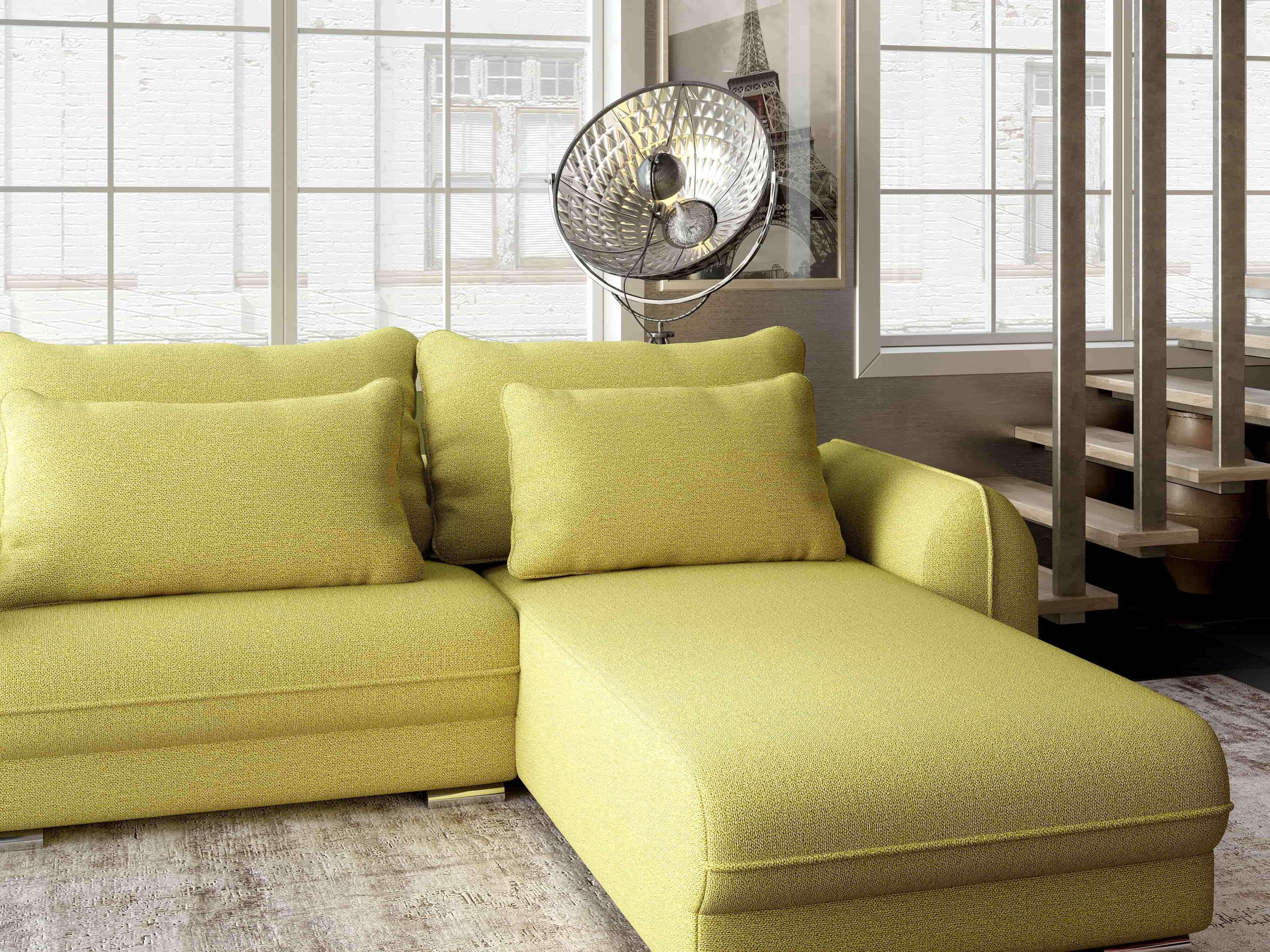 Colțar extensibil dumonde cu ladă de depozitare si sezut confortabil din spuma HR, Denver Enjoy Verde 275x185 cm II Fabrica