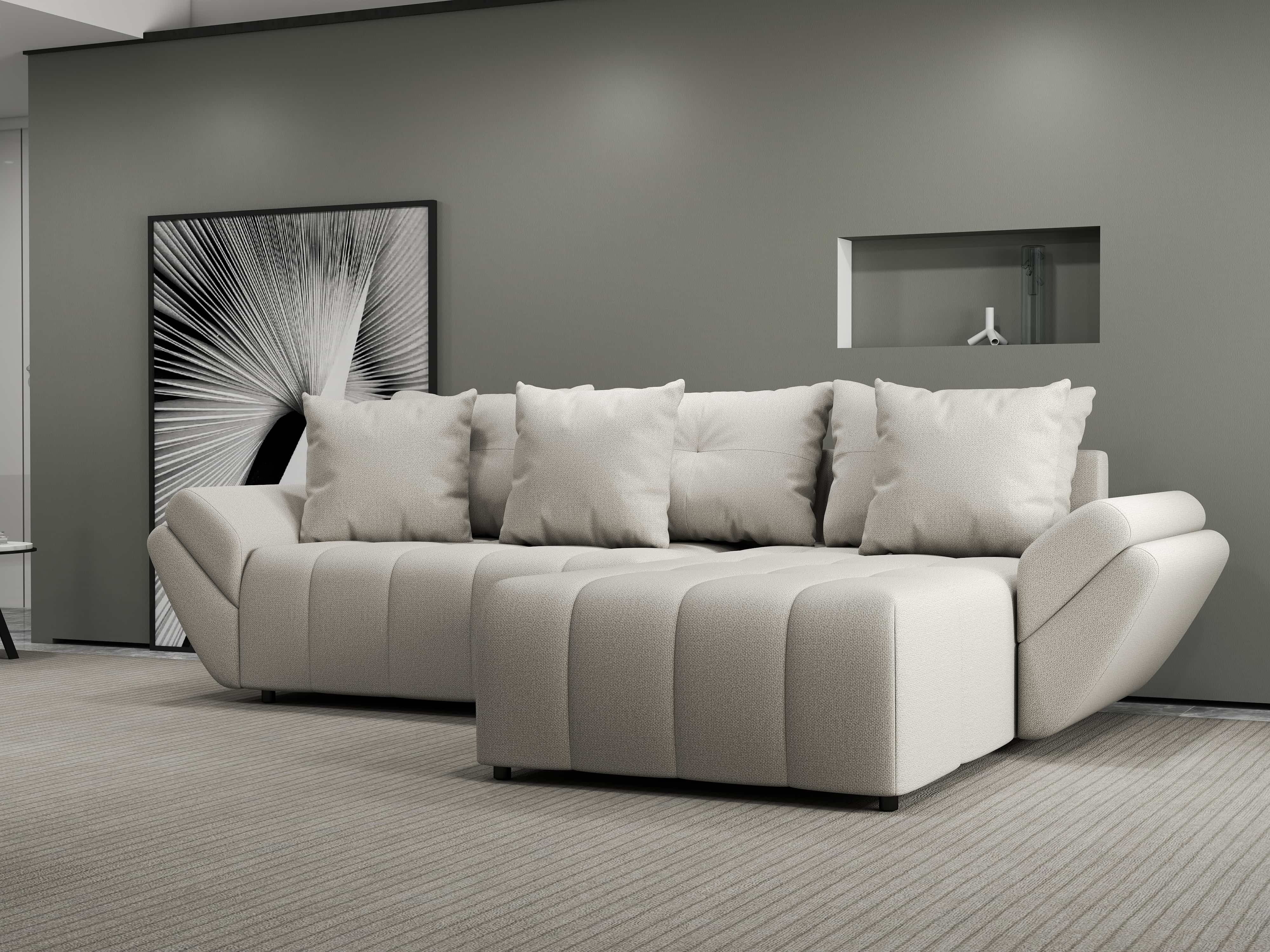 Colțar extensibil dumonde cu ladă de depozitare si sezut confortabil din spuma HR, Berlin Enjoy Bej 280x185 cm II Fabrica