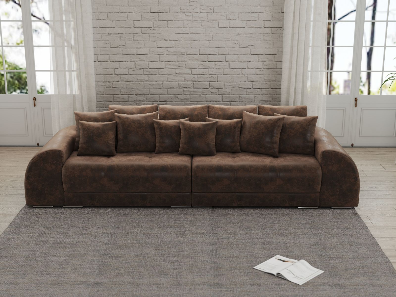 Canapea extensibilă dumonde cu 2 lăzi de depozitare si sezut confortabil din spuma HR,Verona Madagaskar Brown 310x100 cm Fabrica