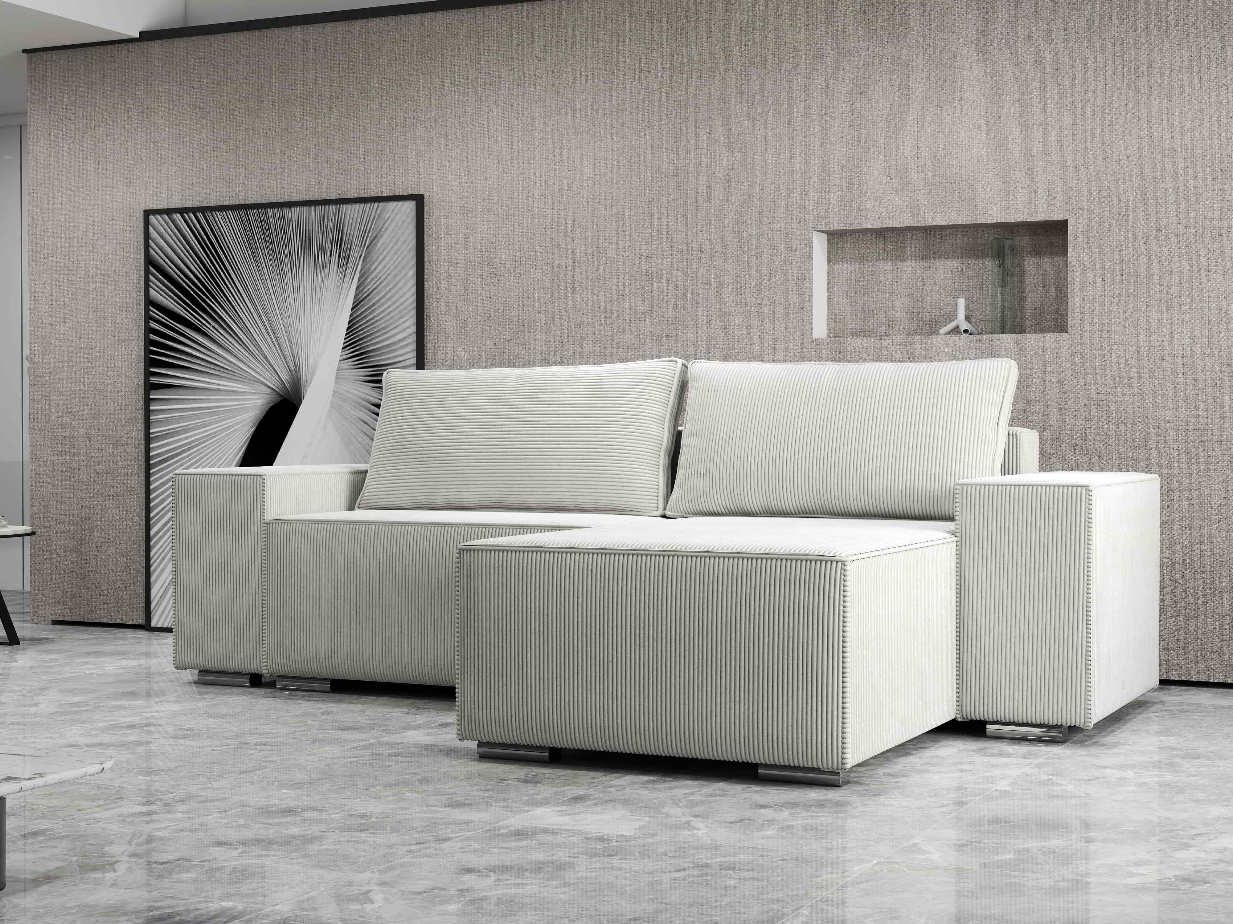 Colțar extensibil dumonde cu ladă de depozitare si sezut confortabil din spuma HR, Dream Zoom Crem 290x185 cm II Fabrica