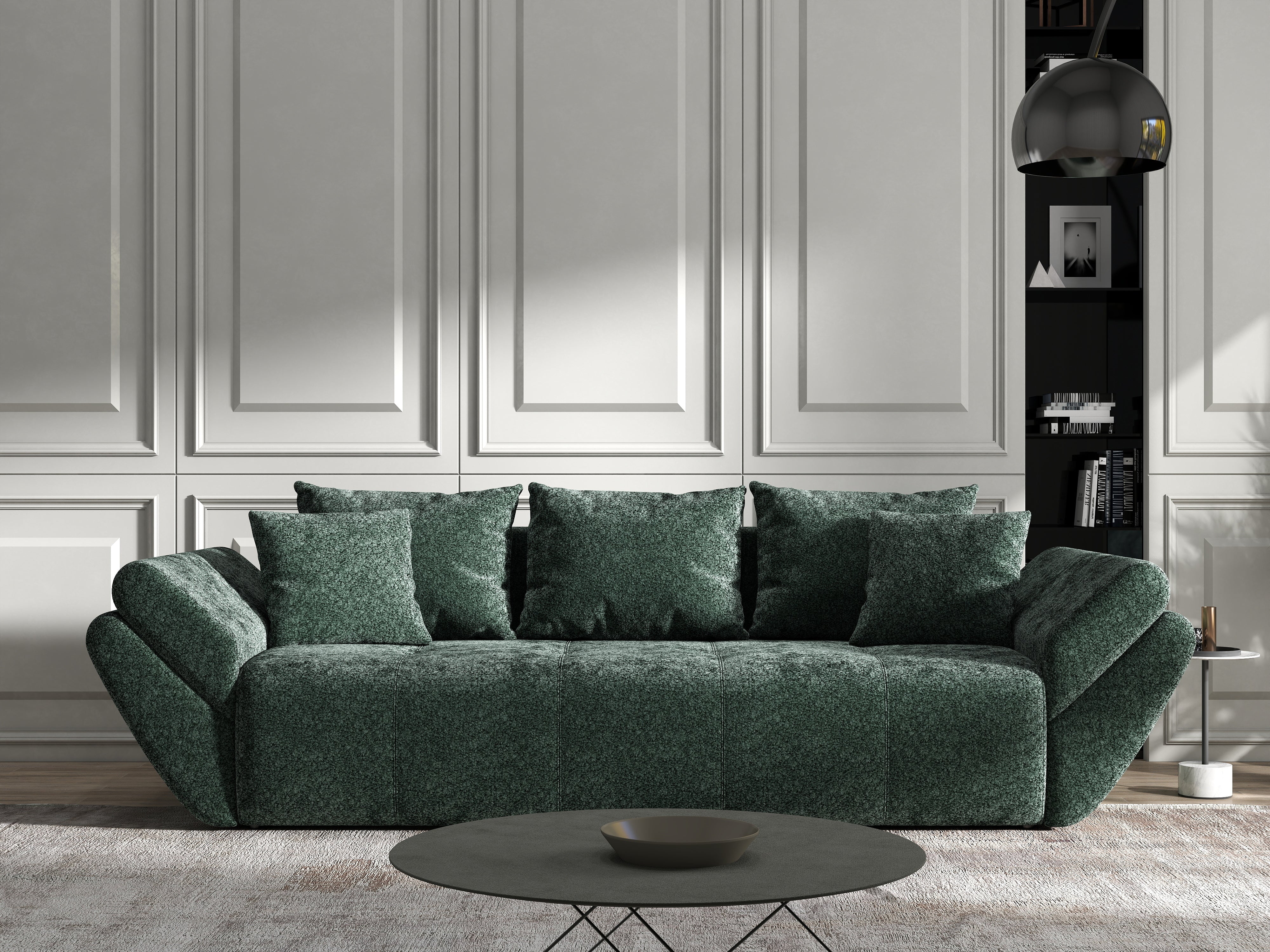 Canapea extensibilă dumonde cu ladă de depozitare si sezut confortabil din spuma HR, Berlin Euphoria Green 250x100 cm Fabrica