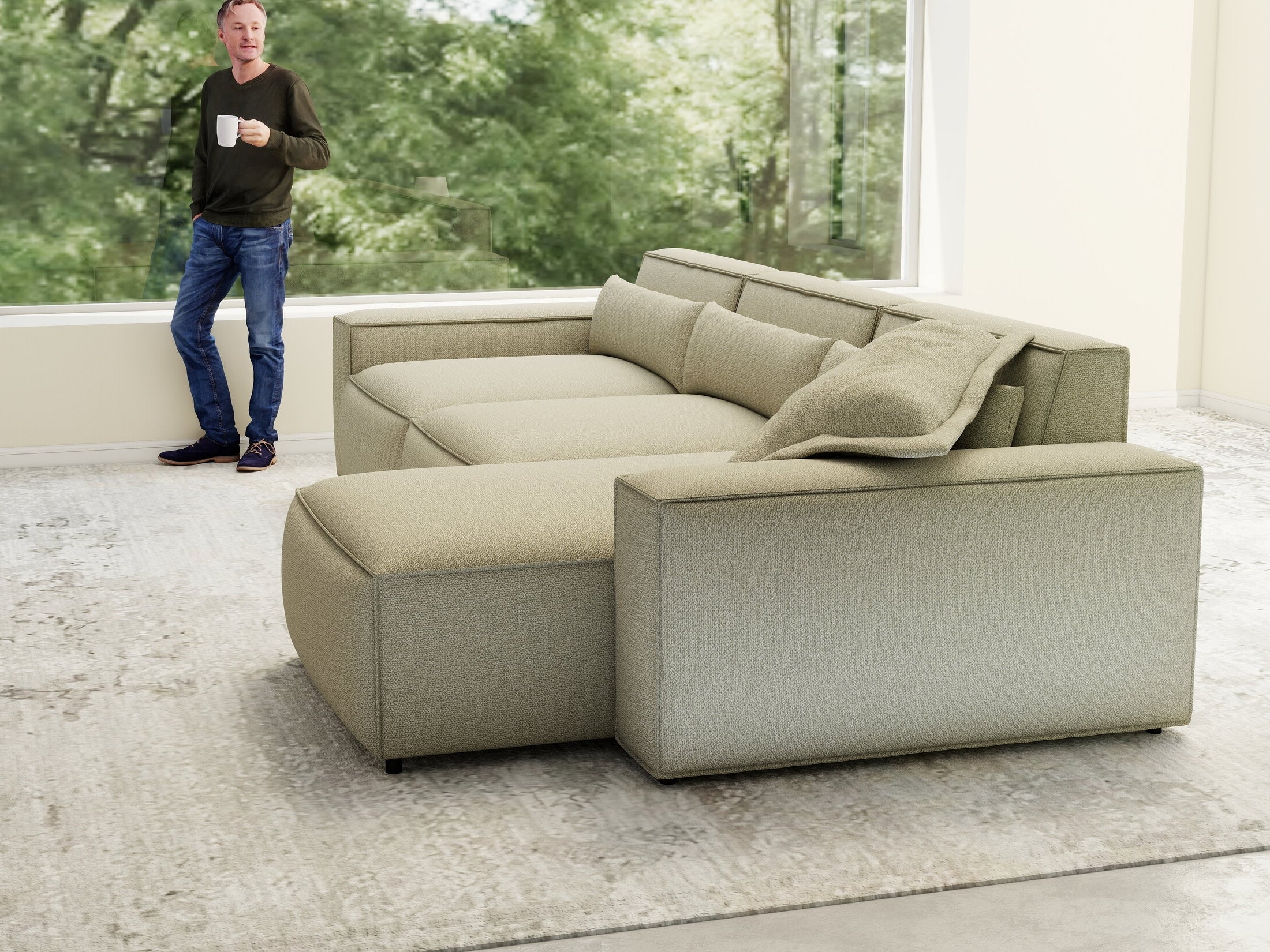 Colțar dumonde cu sezut confortabil din spuma HR, Marvelo XL Enjoy Bej 366x175 cm II