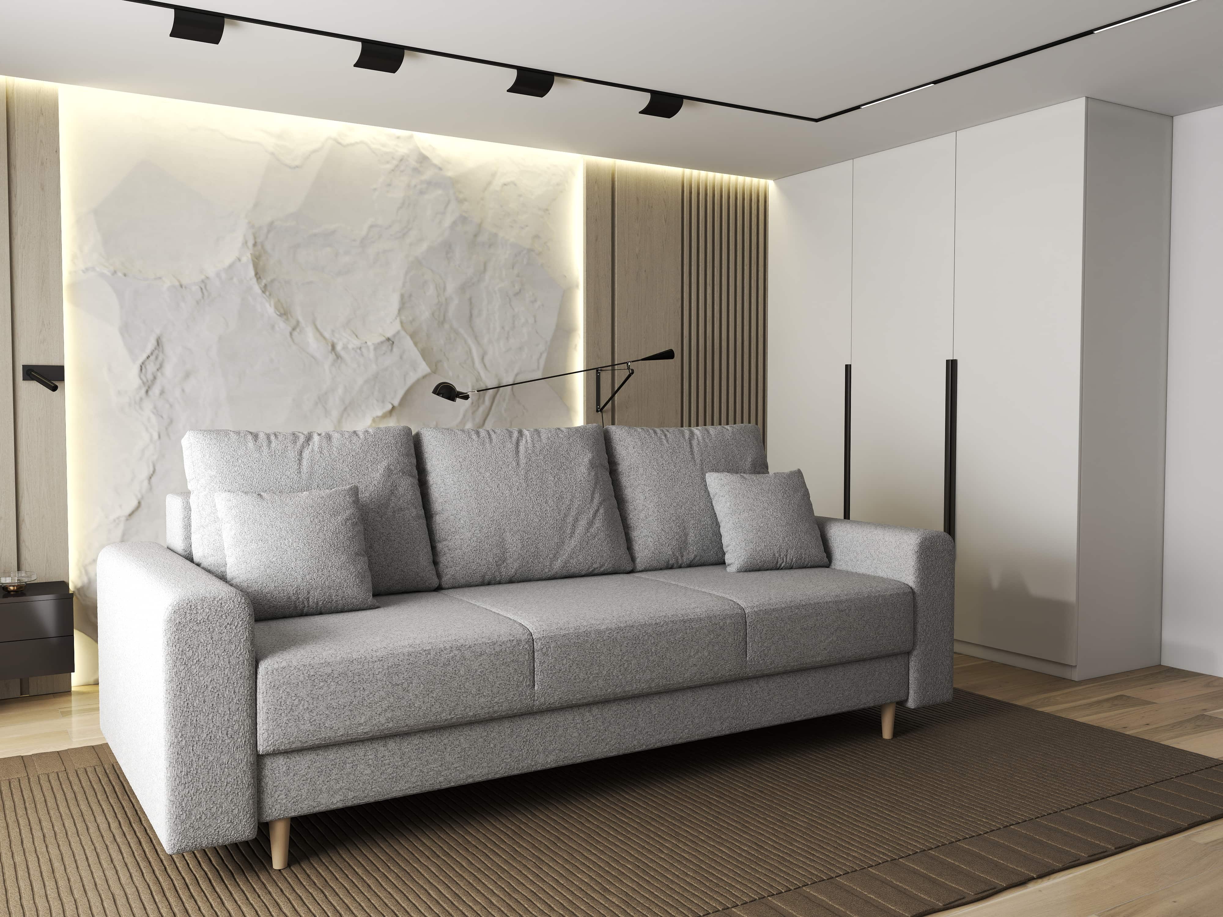 Canapea extensibilă dumonde cu ladă de depozitare si sezut confortabil din spuma HR, Kronos Euphoria Dove 210x100 cm fabrica