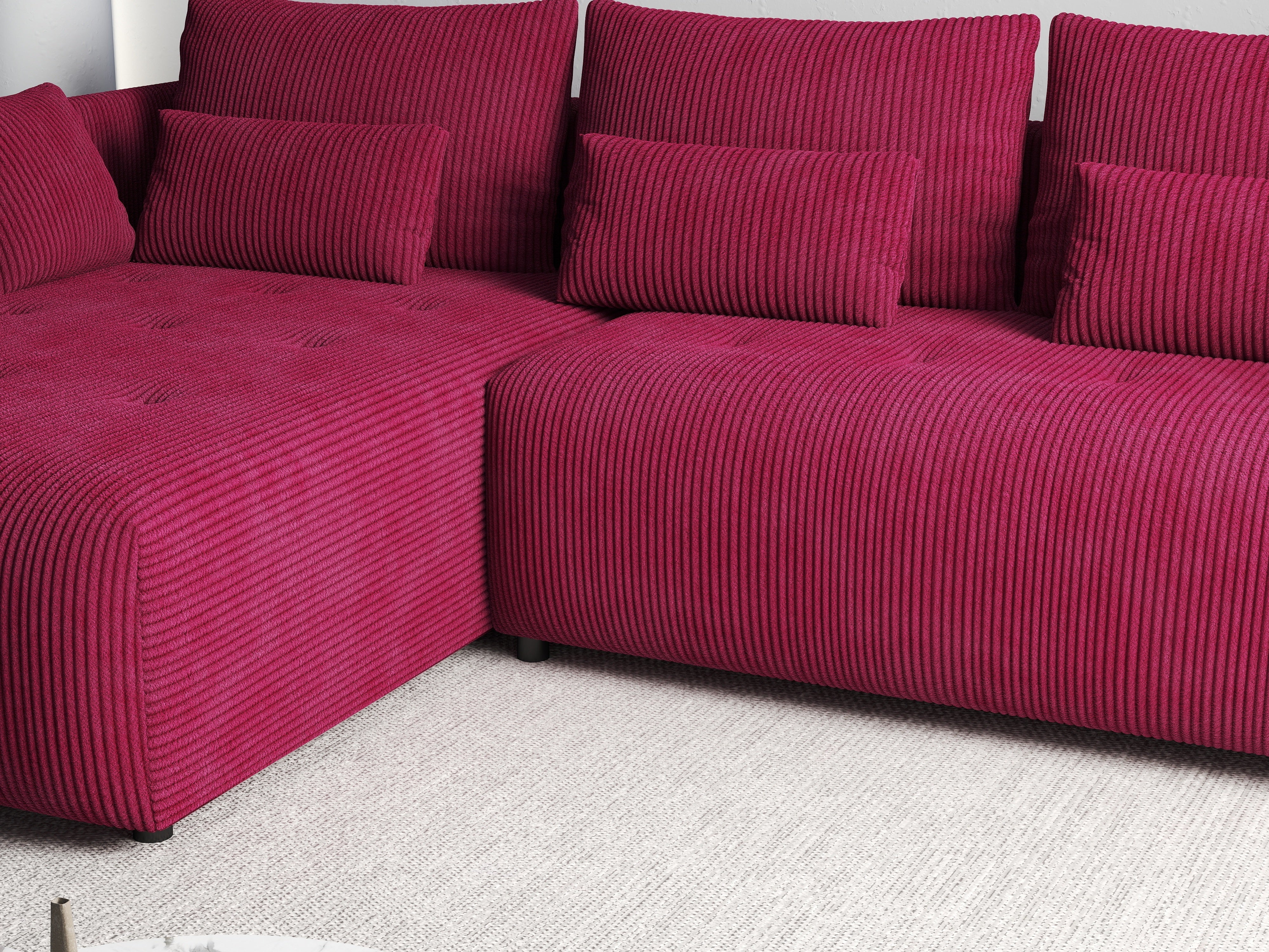 Colțar extensibil dumonde cu ladă de depozitare si sezut confortabil din spuma HR, Malta Zoom Red 235x185 cm Fabrica