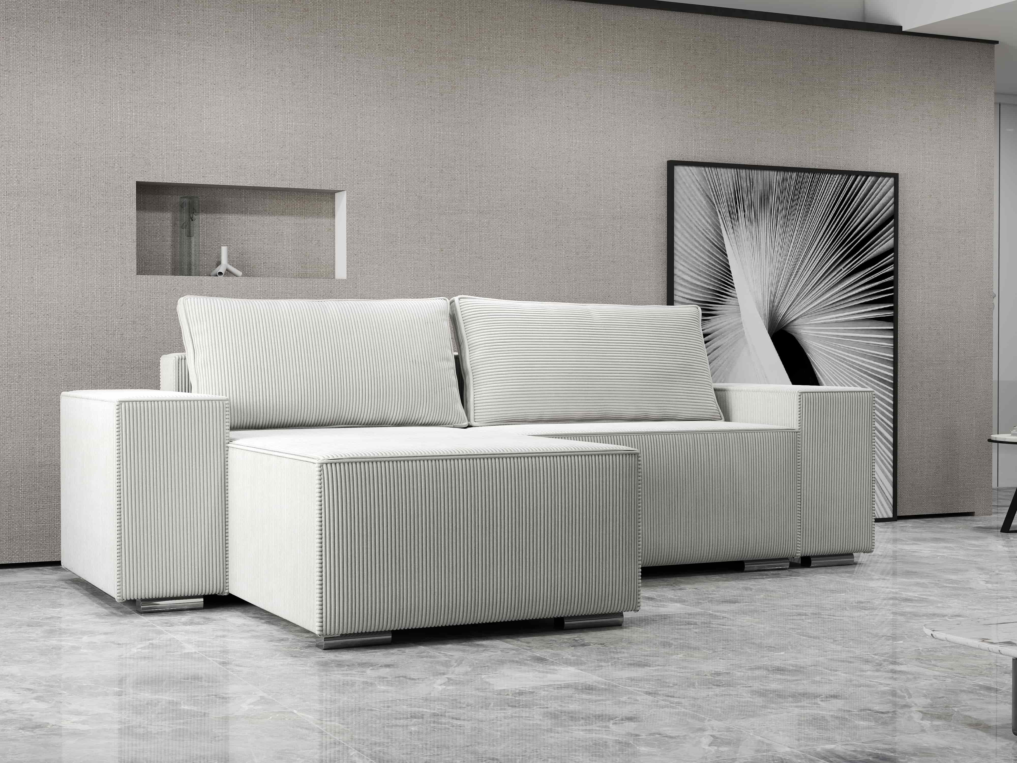 Colțar extensibil dumonde cu ladă de depozitare si sezut confortabil din spuma HR, Dream Zoom Crem 290x185 cm Fabrica