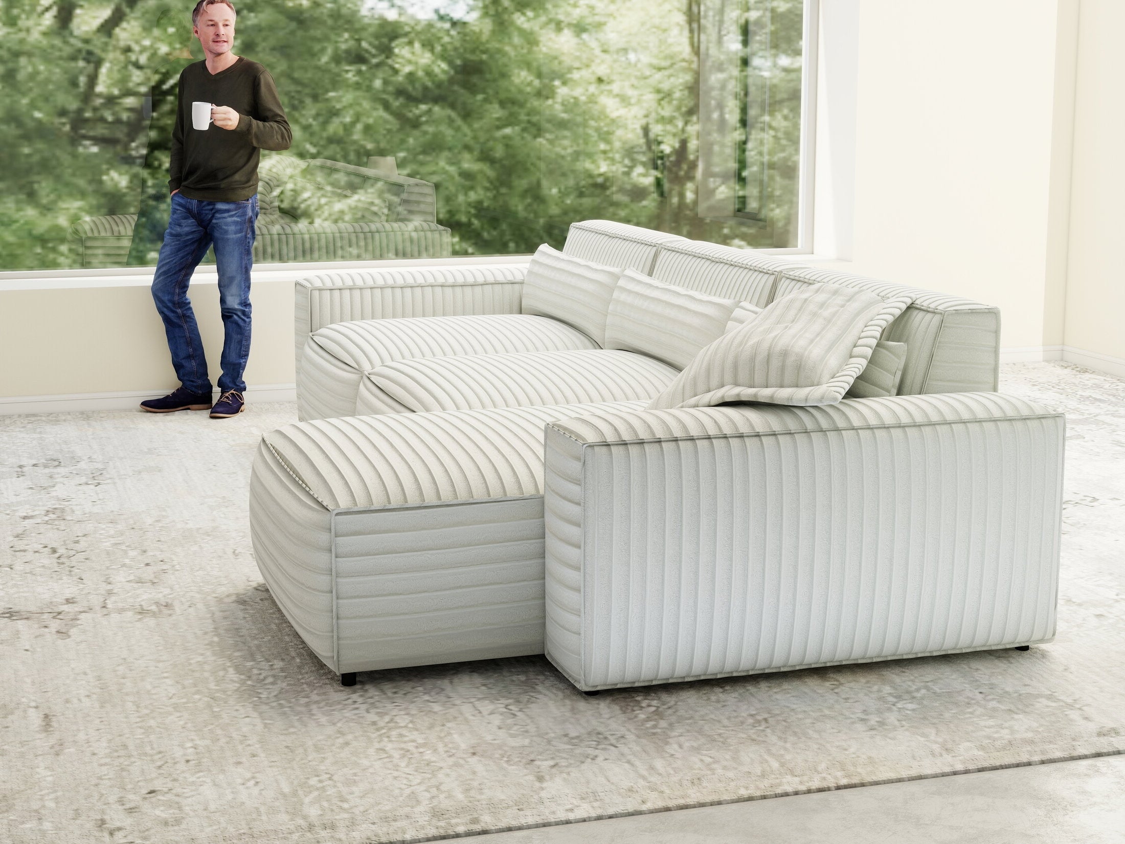 Colțar dumonde cu sezut confortabil din spuma HR, Marvelo XL Ambience Alb 366x175 cm II