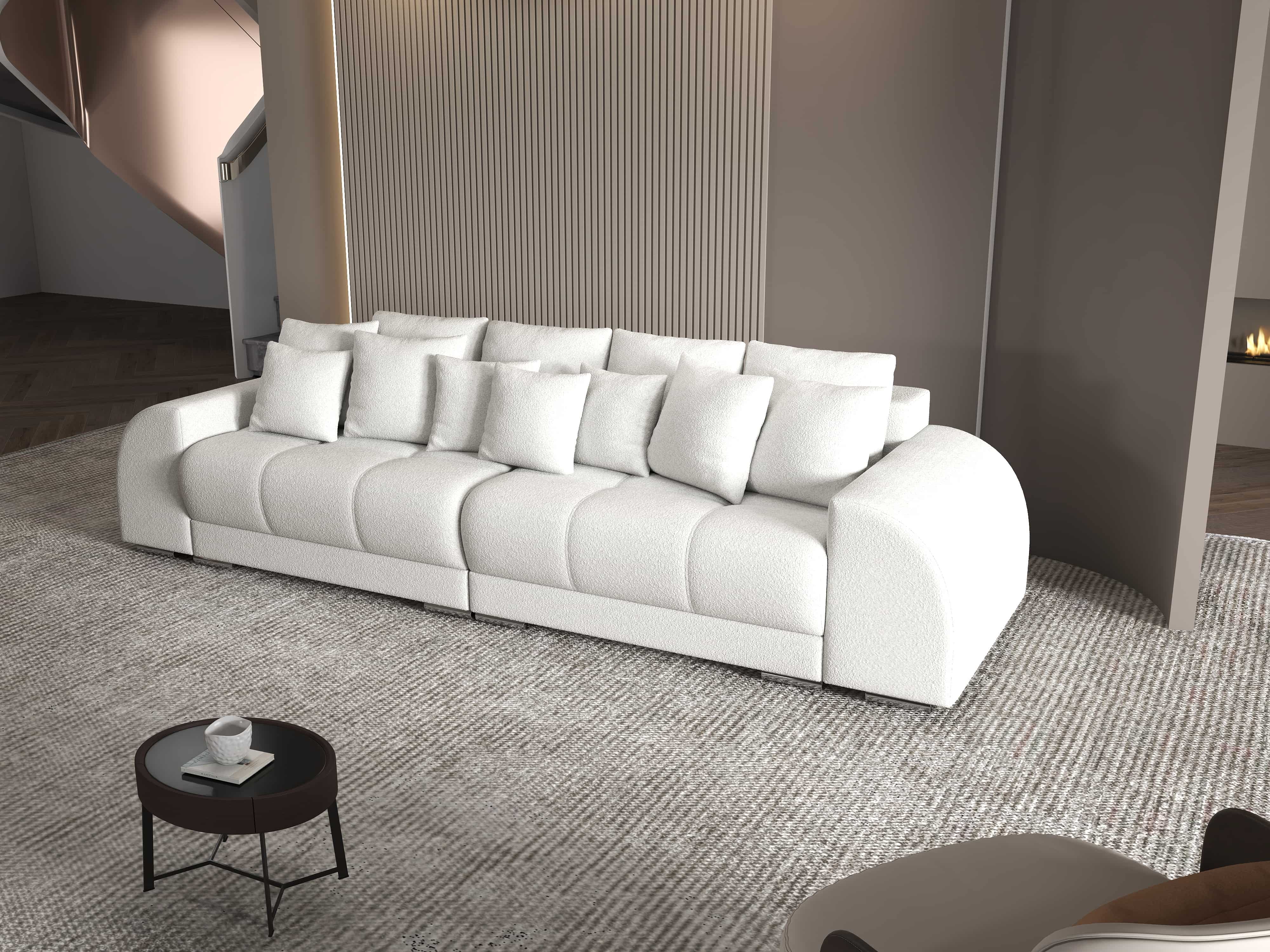 Canapea extensibilă dumonde cu 2 lăzi de depozitare si sezut confortabil din spuma HR, Verona Euphoria Ivory 310x100 cm Fabrica