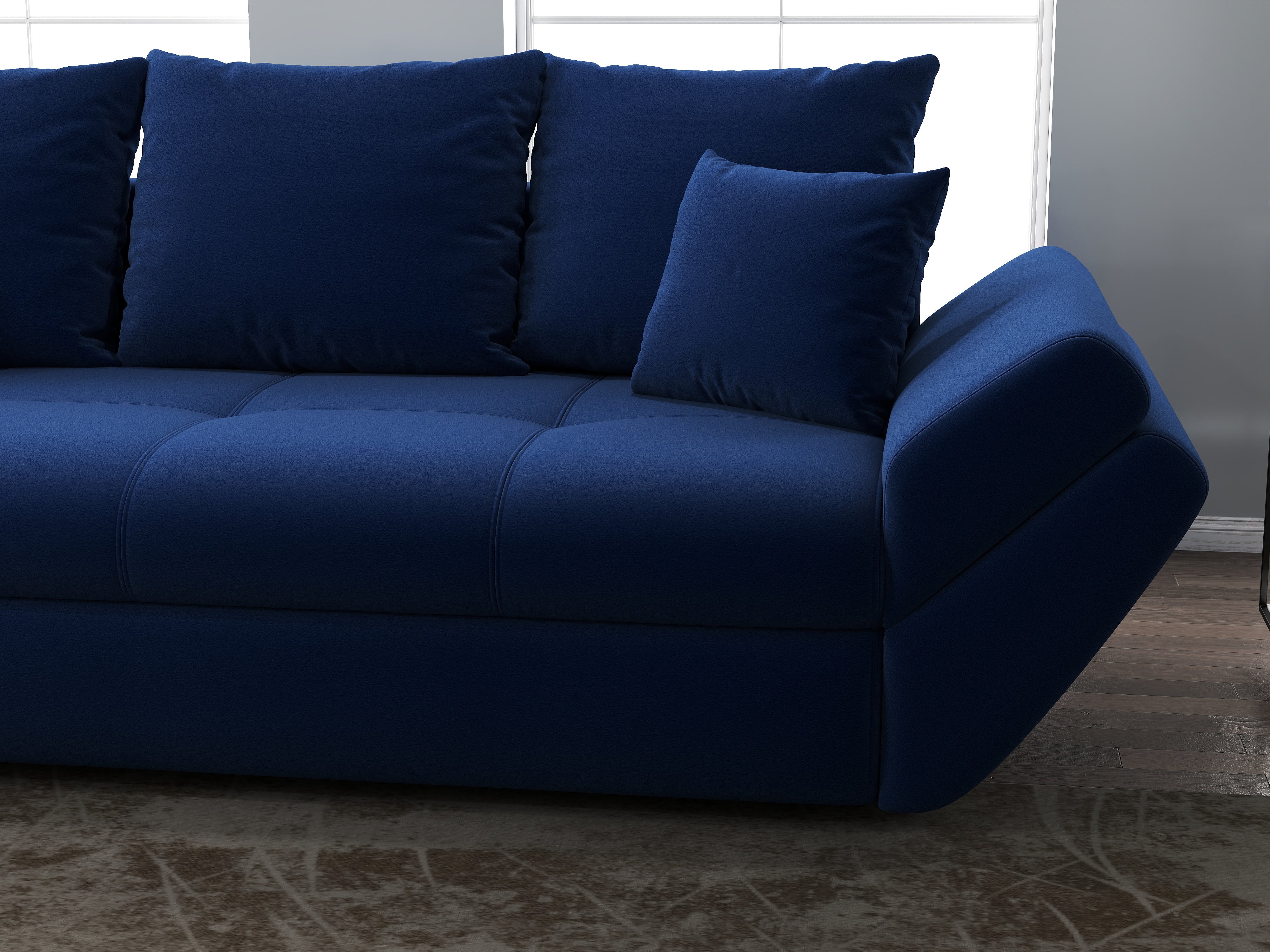 Canapea extensibilă dumonde cu ladă de depozitare si sezut confortabil din spuma HR, Loana Royal Blue 250x100 cm Fabrica