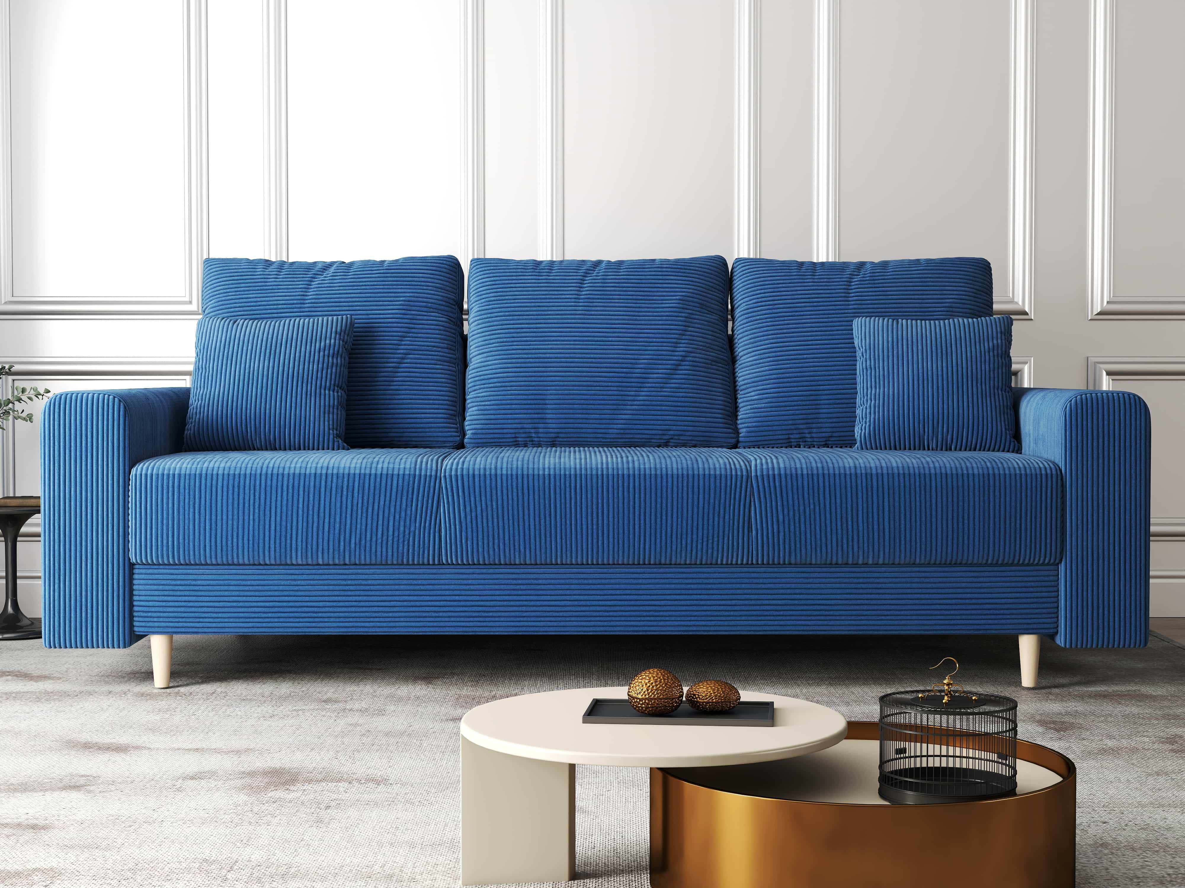 Canapea extensibilă dumonde cu ladă de depozitare si sezut confortabil din spuma HR, Kronos Zoom Albastru 210x100 cm fabrica