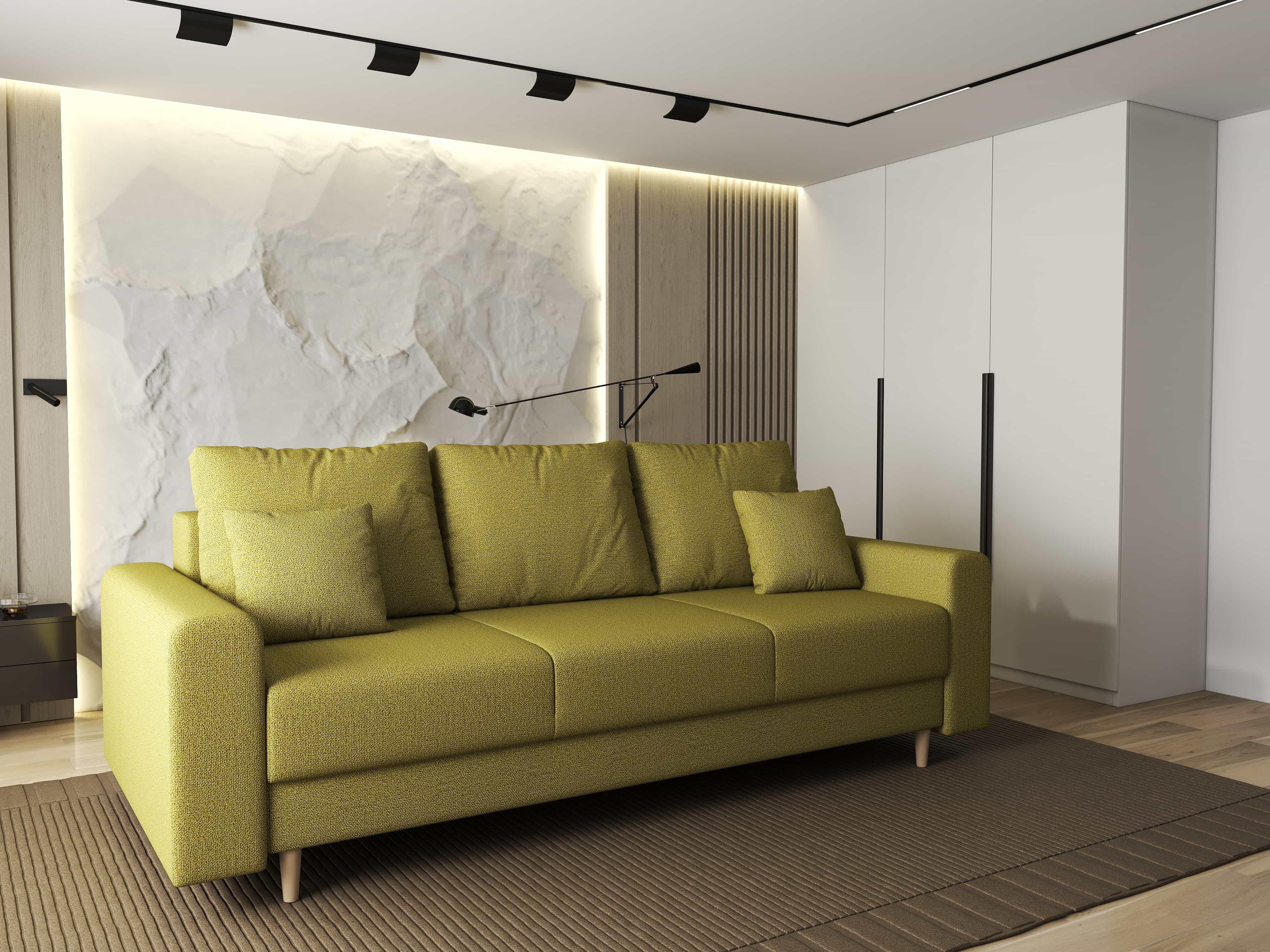 Canapea extensibilă dumonde cu ladă de depozitare si sezut confortabil din spuma HR, Kronos Enjoy Verde 210x100 cm fabrica