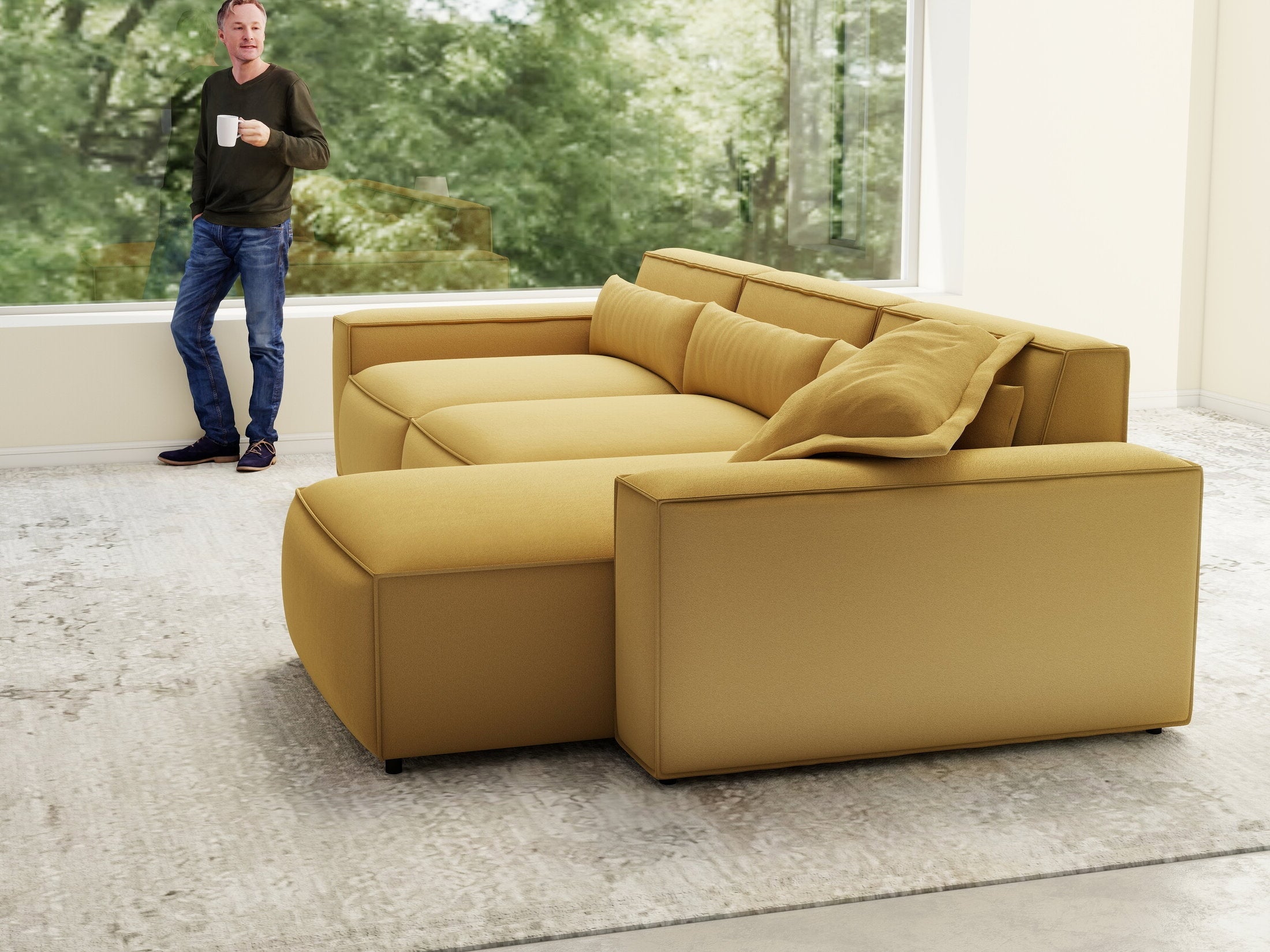 Colțar dumonde cu sezut confortabil din spuma HR, Marvelo XL Royal Mustar 366x175 cm II