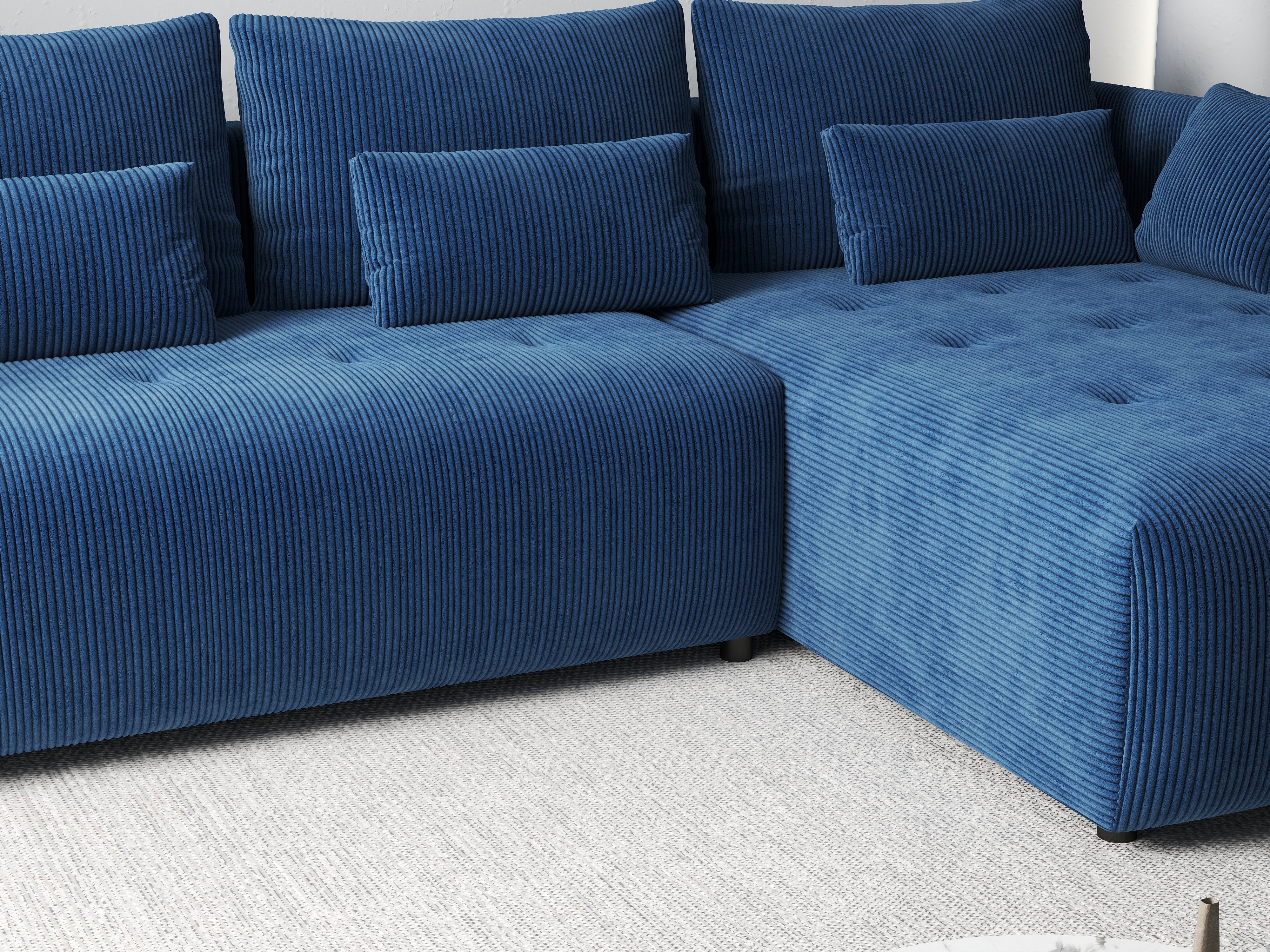 Colțar extensibil dumonde cu ladă de depozitare si sezut confortabil din spuma HR, Malta Zoom Blue 235x185 cm Fabrica