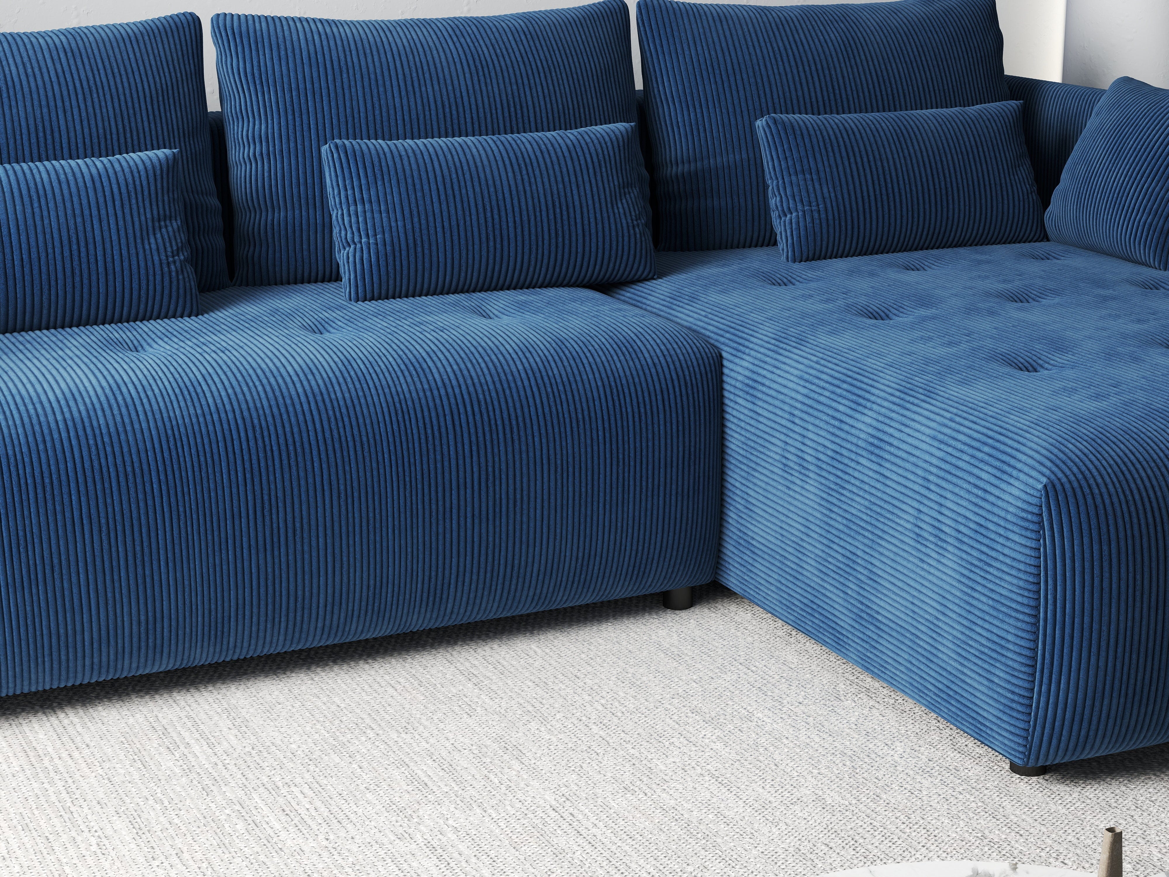 Colțar extensibil dumonde cu ladă de depozitare si sezut confortabil din spuma HR, Malta Zoom Blue 235x185 cm Fabrica