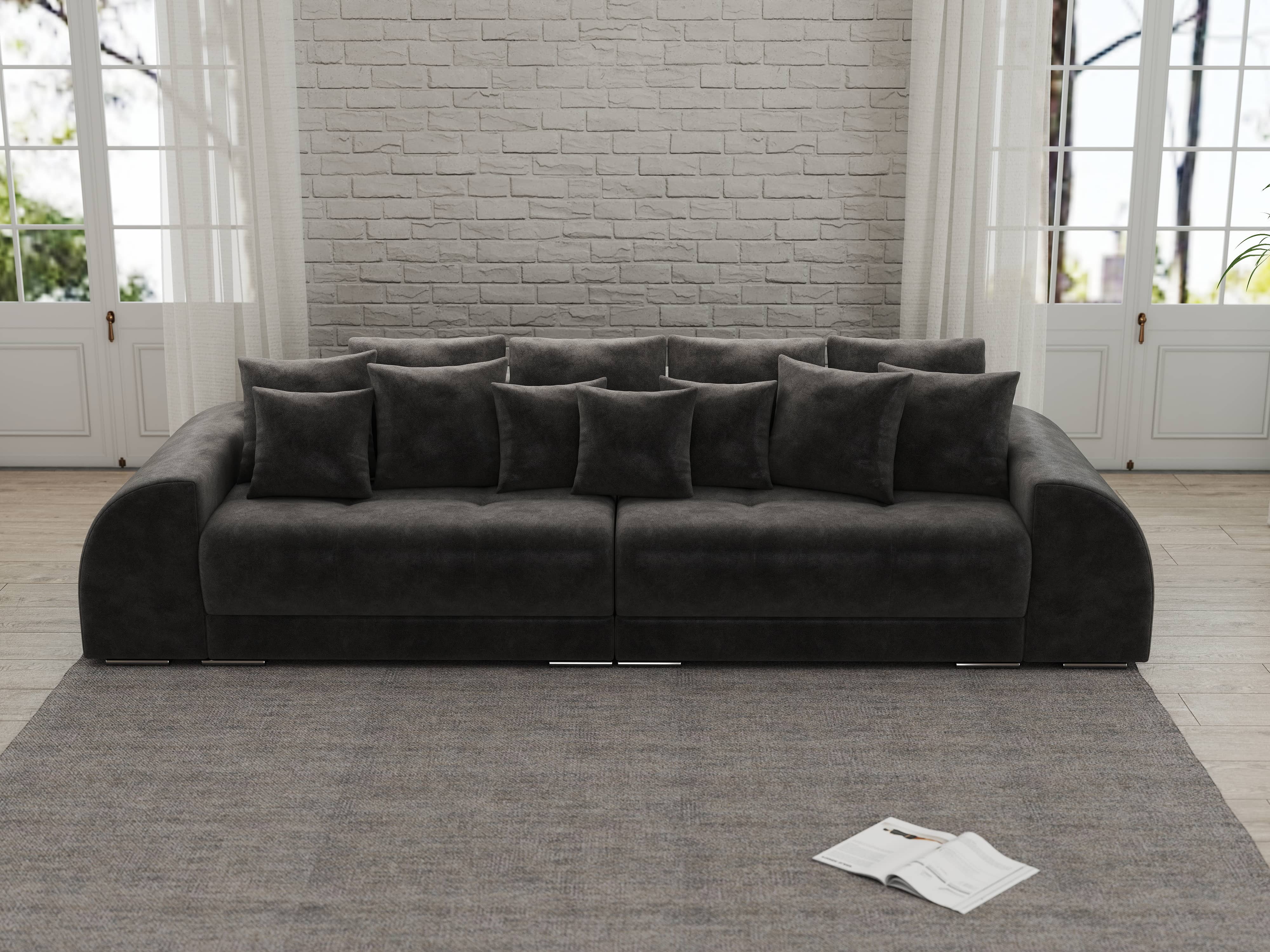 Canapea extensibilă dumonde cu 2 lăzi de depozitare si sezut confortabil din spuma HR, Verona Tobago Anthracit 310x100 cm Fabrica