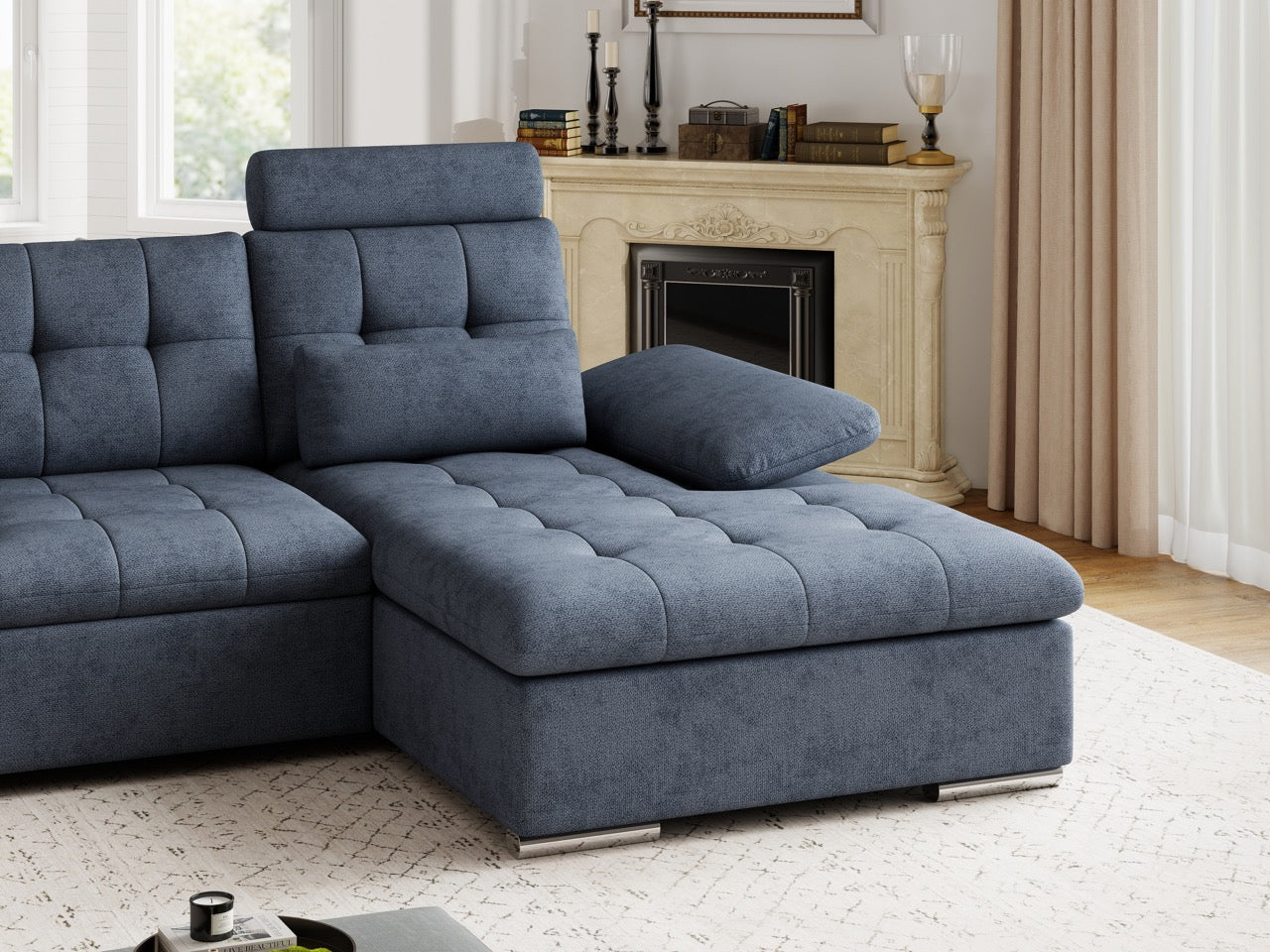 Colțar extensibil dumonde cu ladă de depozitare și șezut confortabil din spumă HR, Merkur Enjoy Antracit 270x168 cm II