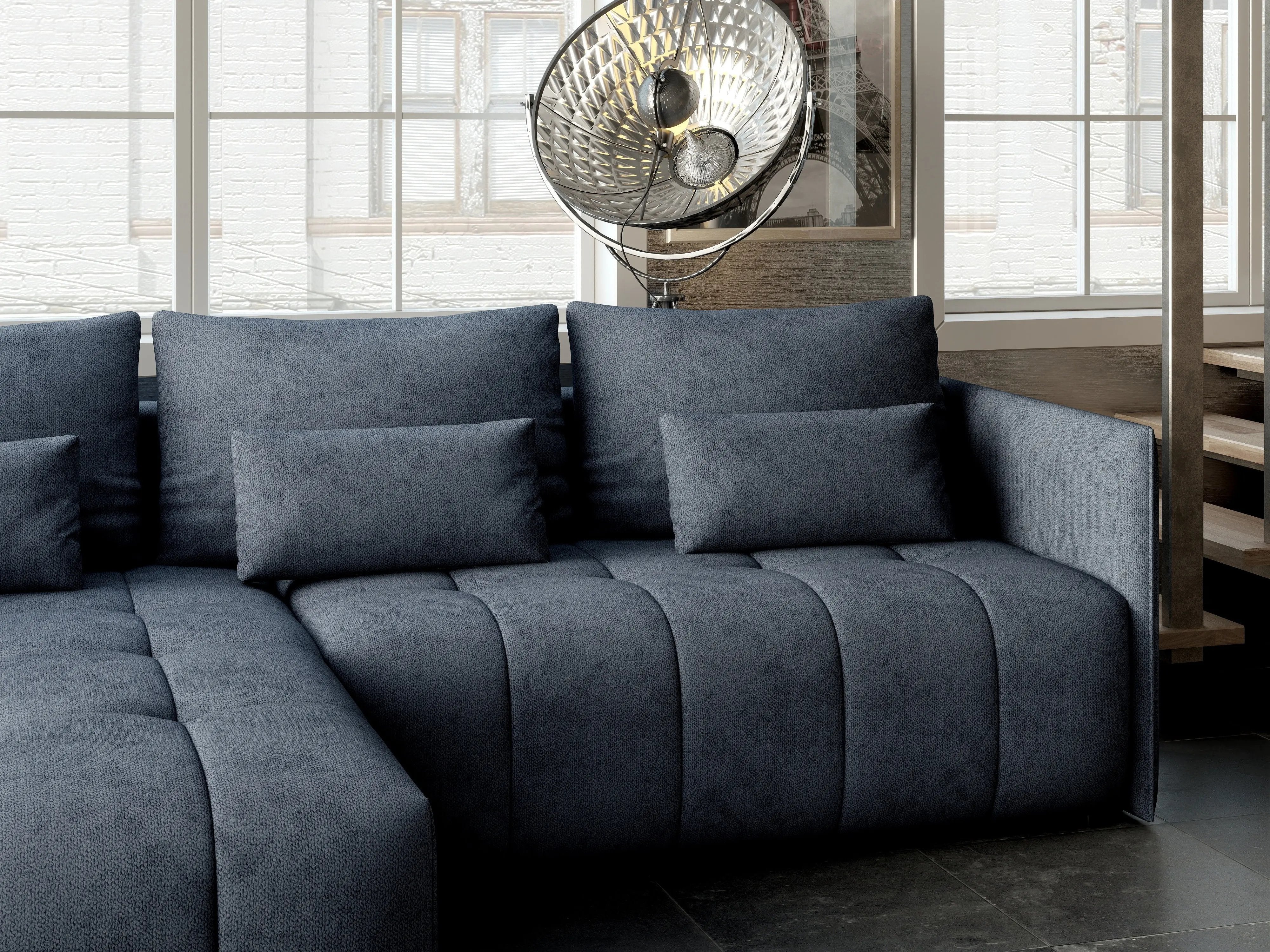 Colțar extensibil dumonde cu ladă de depozitare si sezut confortabil din spuma HR, Malta Enjoy Antracit 235x185 cm Fabrica