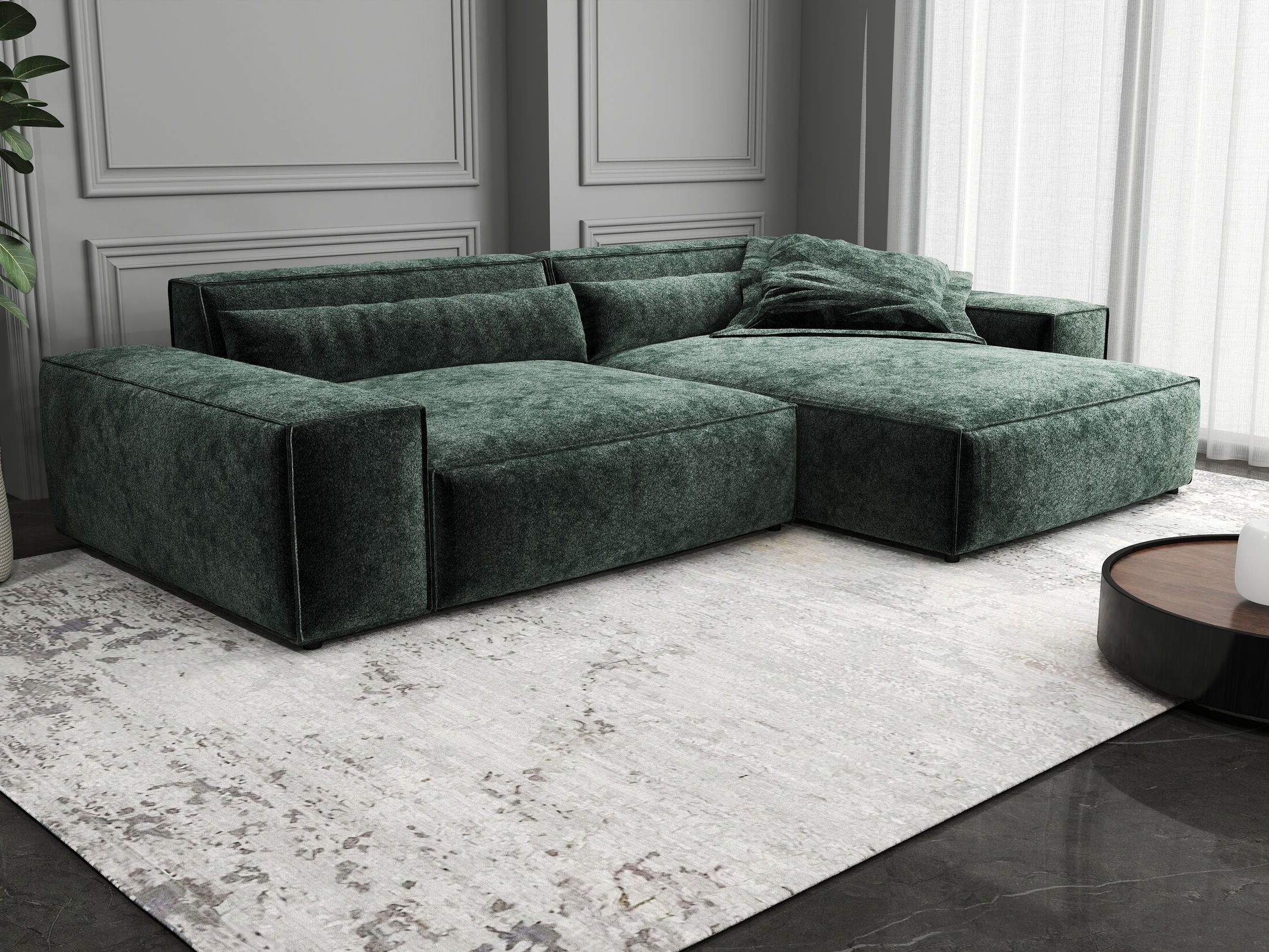 Colțar dumonde cu șezut confortabil din spumă HR, Marvelo Euphoria Verde 264x175 cm II