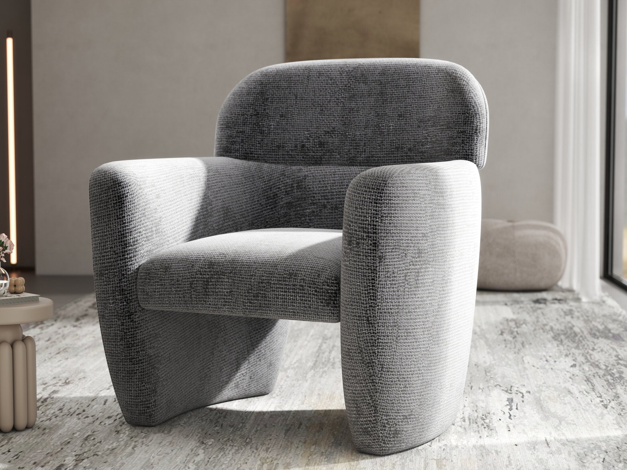 Fotoliu dumonde tapitat Gri modern Mirello 75x70cm