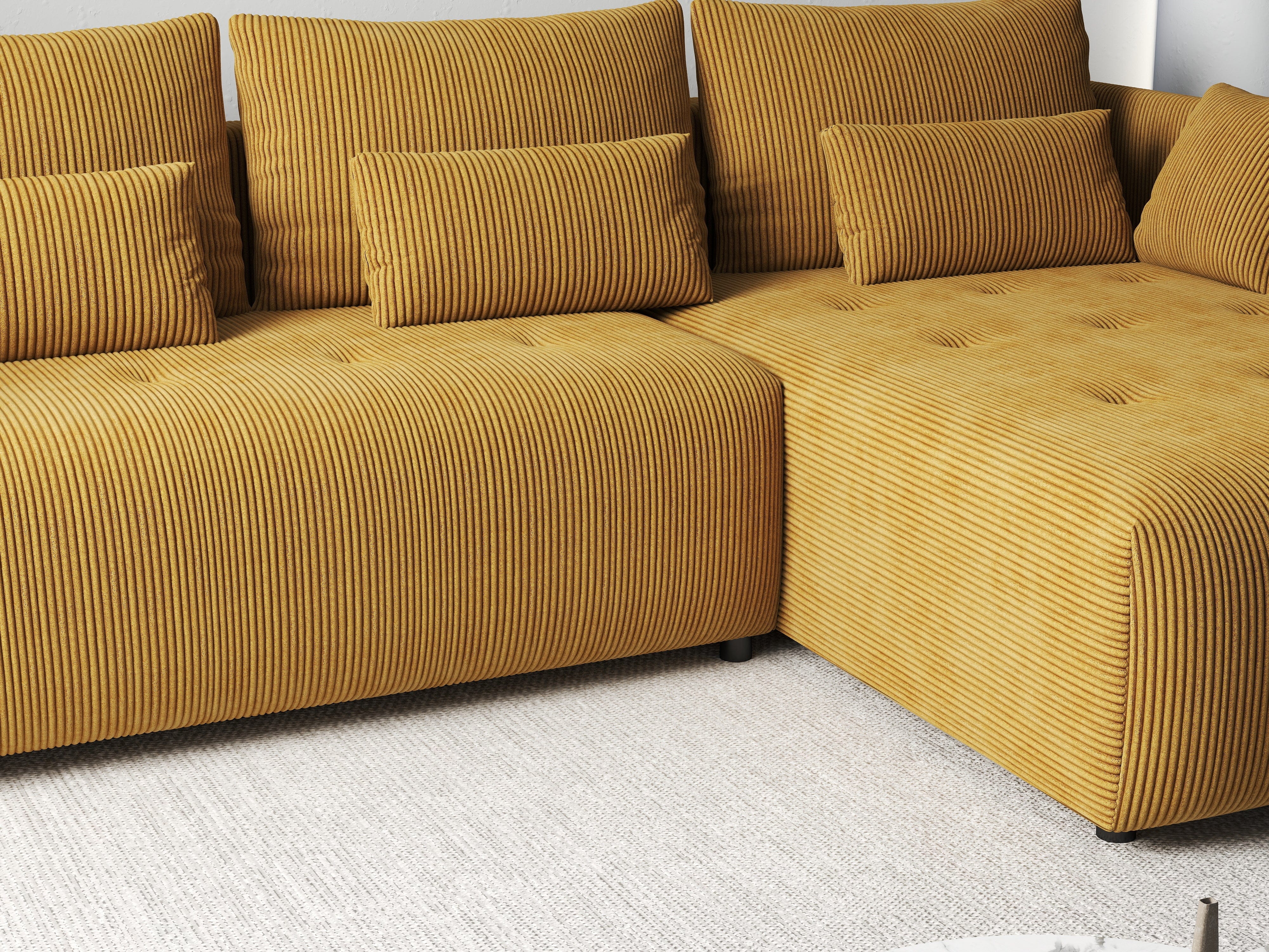 Colțar extensibil dumonde cu ladă de depozitare si sezut confortabil din spuma HR, Malta Zoom Mustar 235x185 cm Fabrica