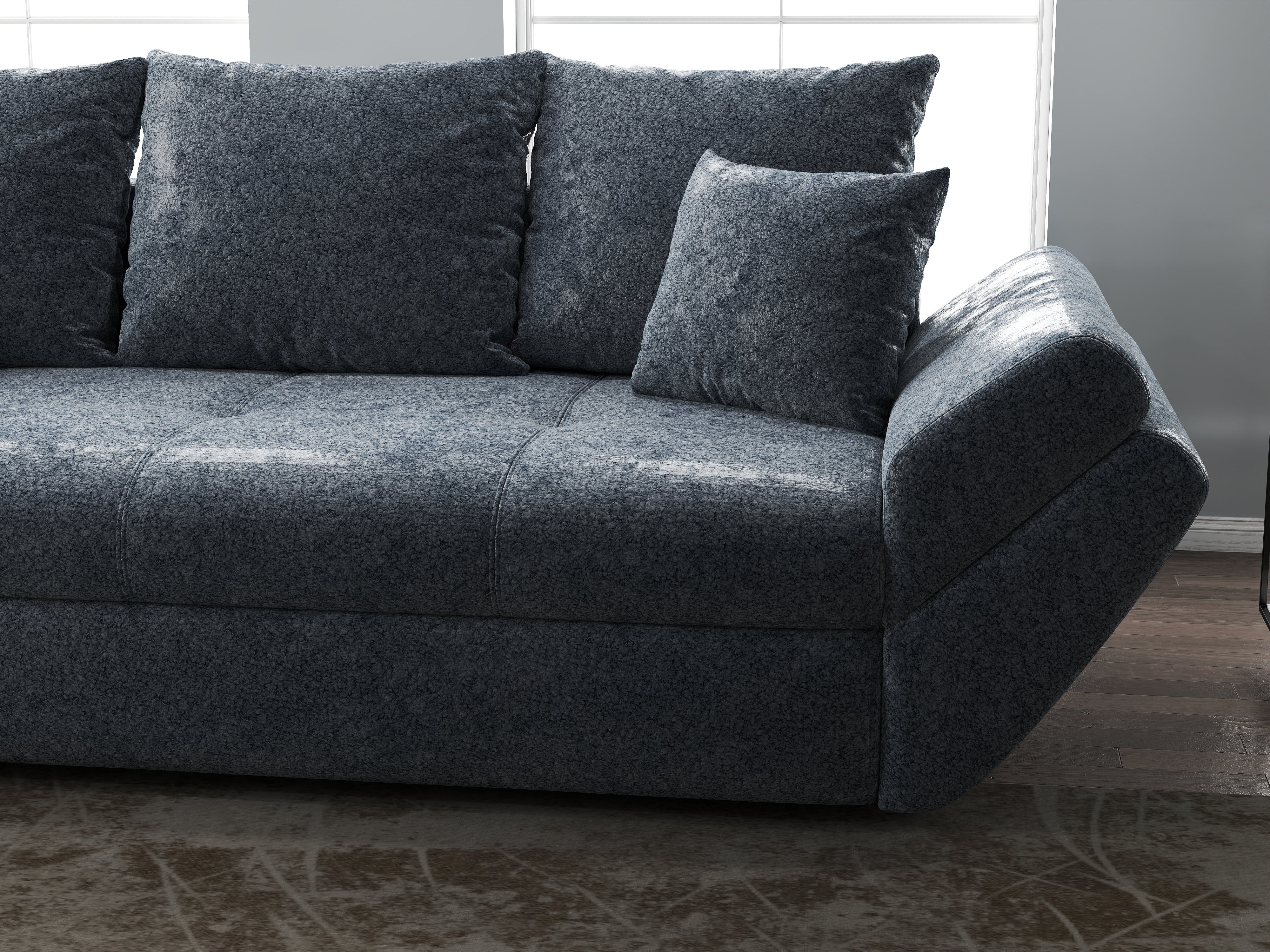 Canapea extensibilă dumonde cu ladă de depozitare si sezut confortabil din spuma HR, Loana Euphoria Grafit 250x100 cm Fabrica