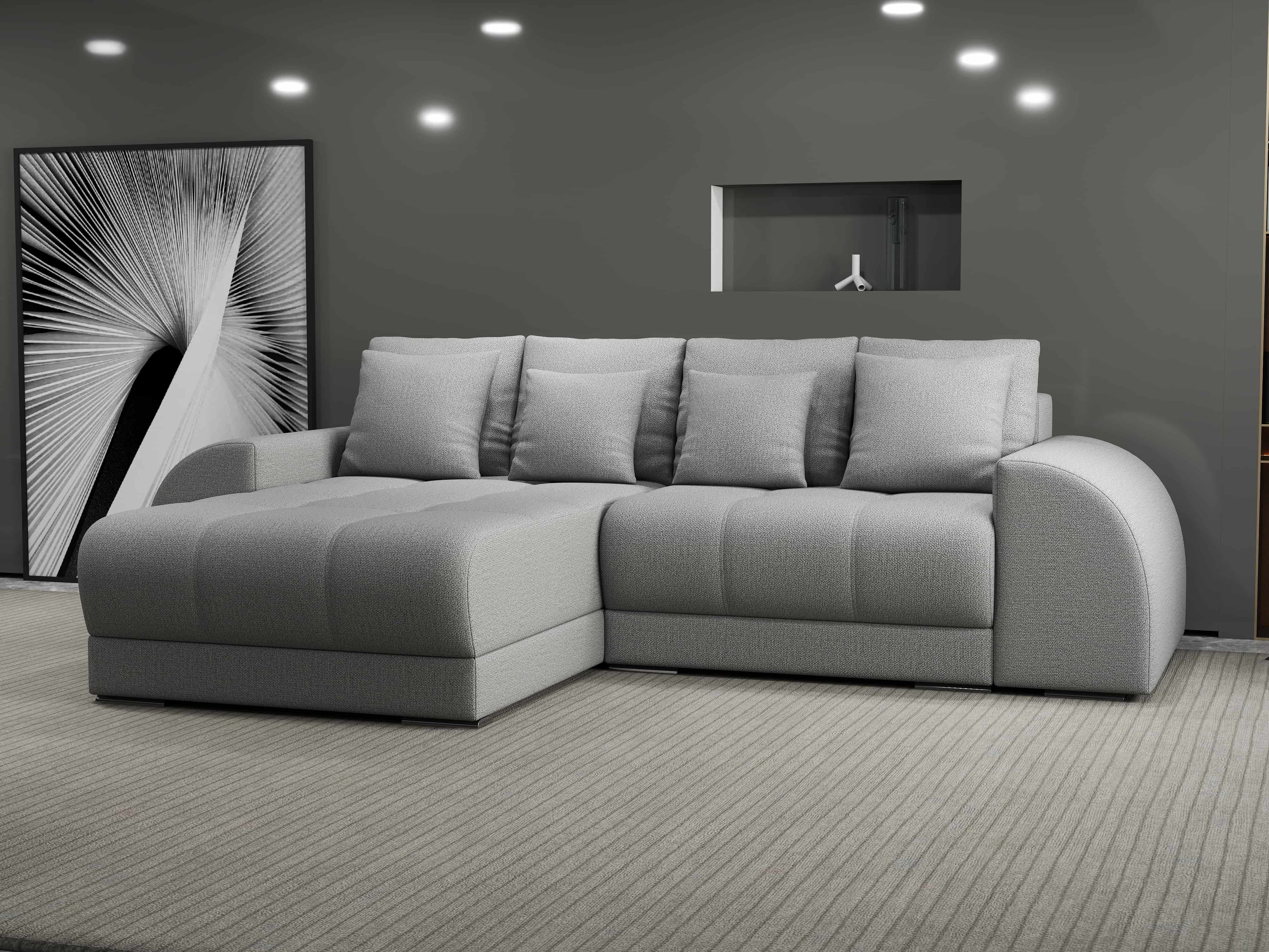 Colțar extensibil dumonde cu ladă de depozitare si sezut confortabil din spuma HR, Verona Enjoy Gri 290x185 cm Fabrica