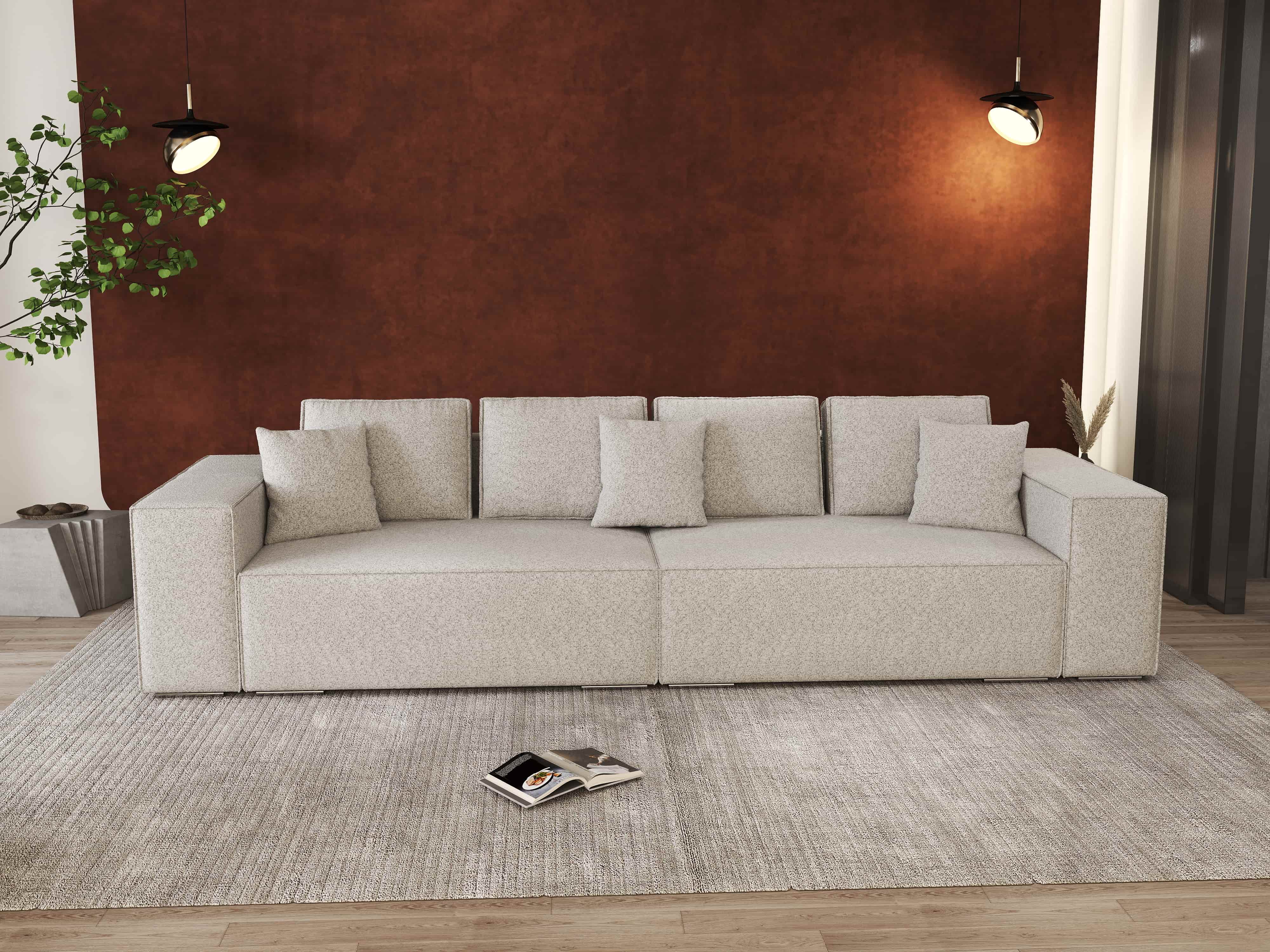 Canapea extensibilă dumonde cu ladă de depozitare si sezut confortabil din spuma HR, Dream Euphoria Dove 310x100 cm Fabrica