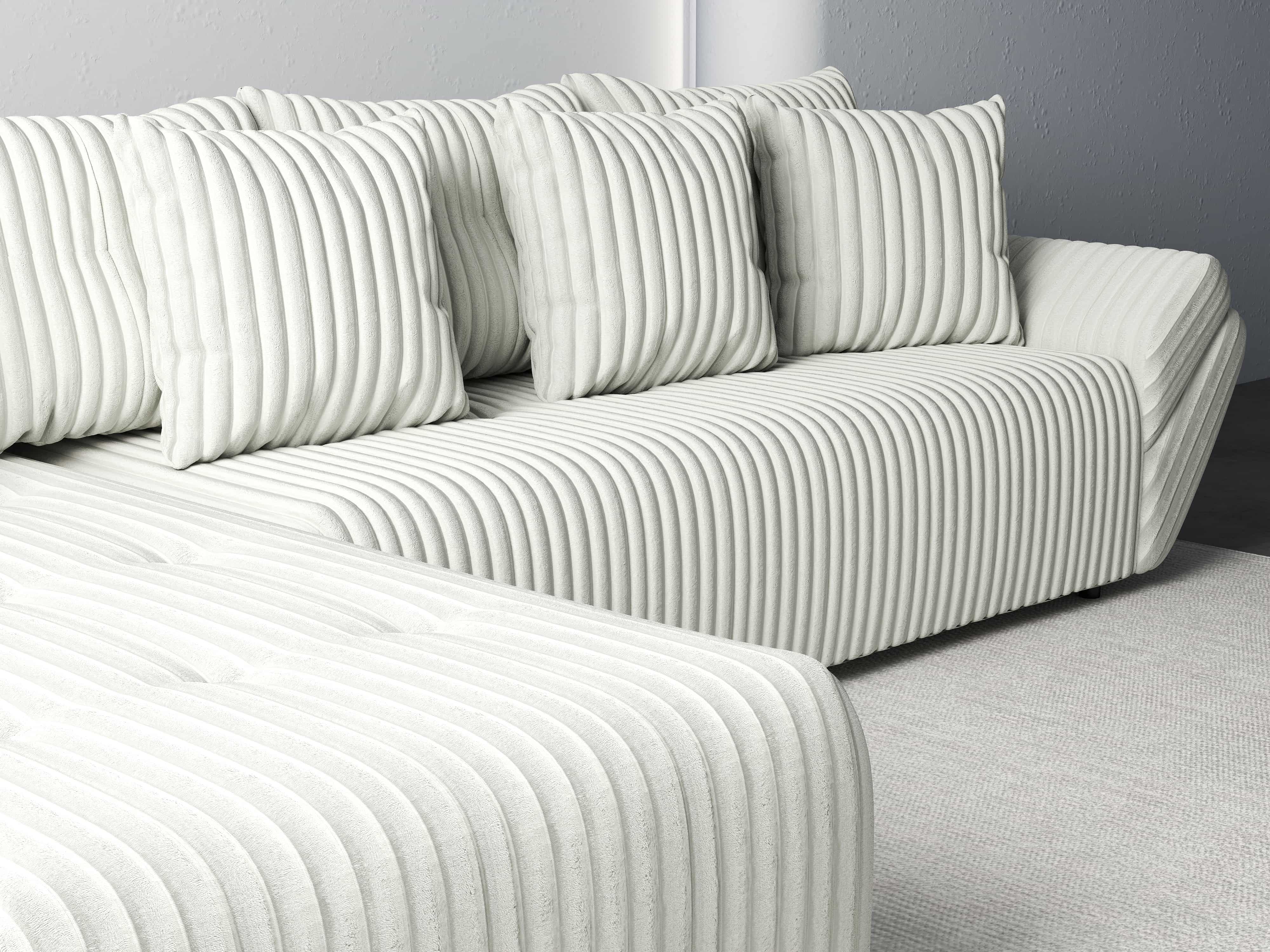 Colțar extensibil dumonde cu ladă de depozitare si sezut confortabil din spuma HR, Berlin XL Ambience Ivory 350x185 cm Fabrica