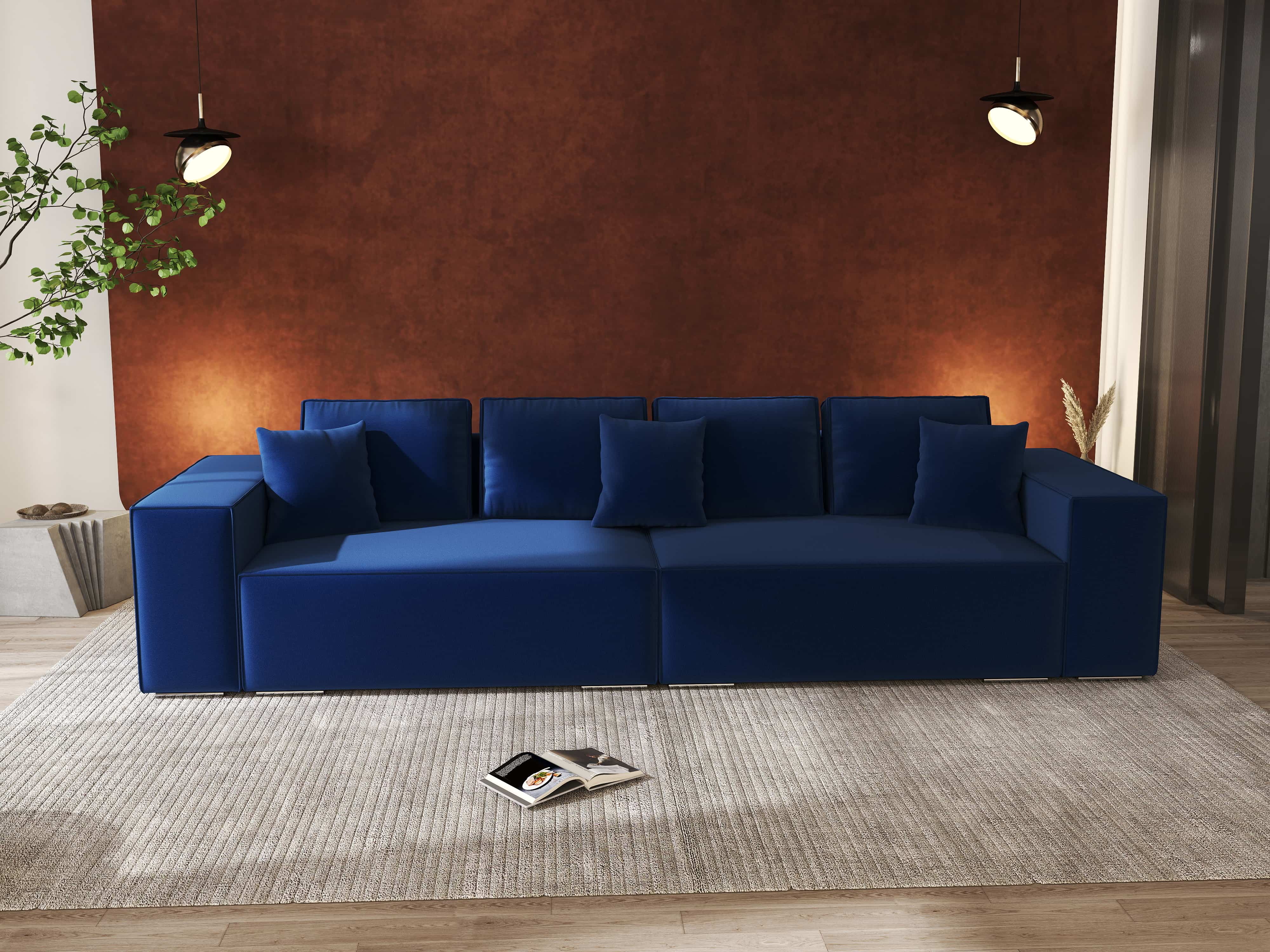 Canapea extensibilă dumonde cu ladă de depozitare si sezut confortabil din spuma HR, Dream Royal Albastru 310x100 cm Fabrica