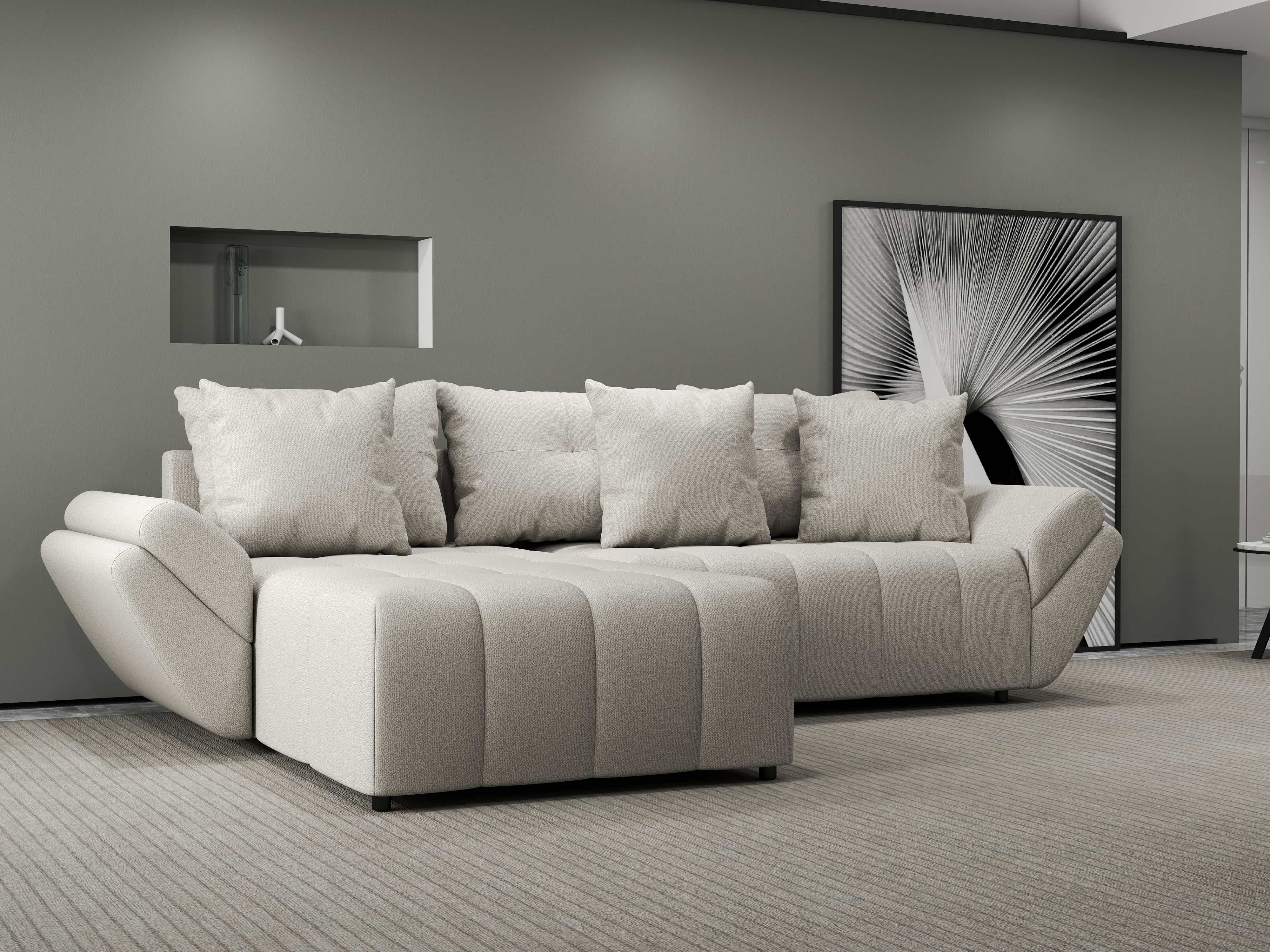 Colțar extensibil dumonde cu ladă de depozitare si sezut confortabil din spuma HR, Berlin Enjoy Bej 280x185 cm Fabrica