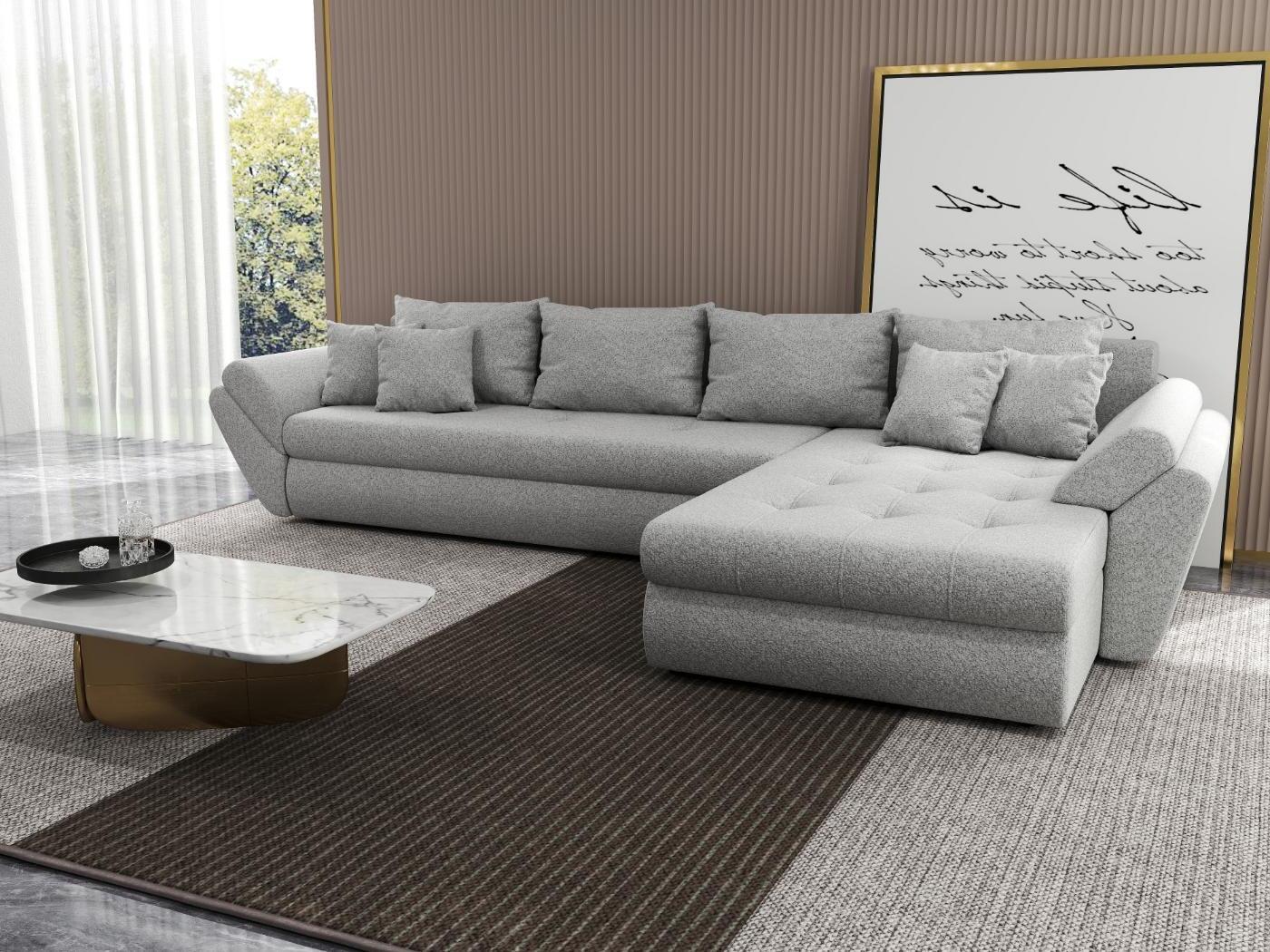 Colțar extensibil dumonde cu ladă de depozitare si sezut confortabil din spuma HR, Loana XL Euphoria Dove II 335x185 cm Fabrica