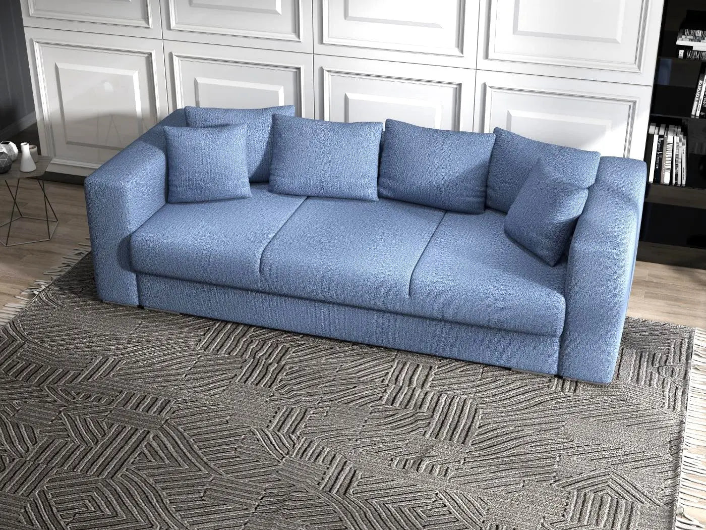 Canapea extensibilă dumonde cu ladă de depozitare si sezut confortabil din spuma HR, Gloria Blue 240x100 cm Fabrica