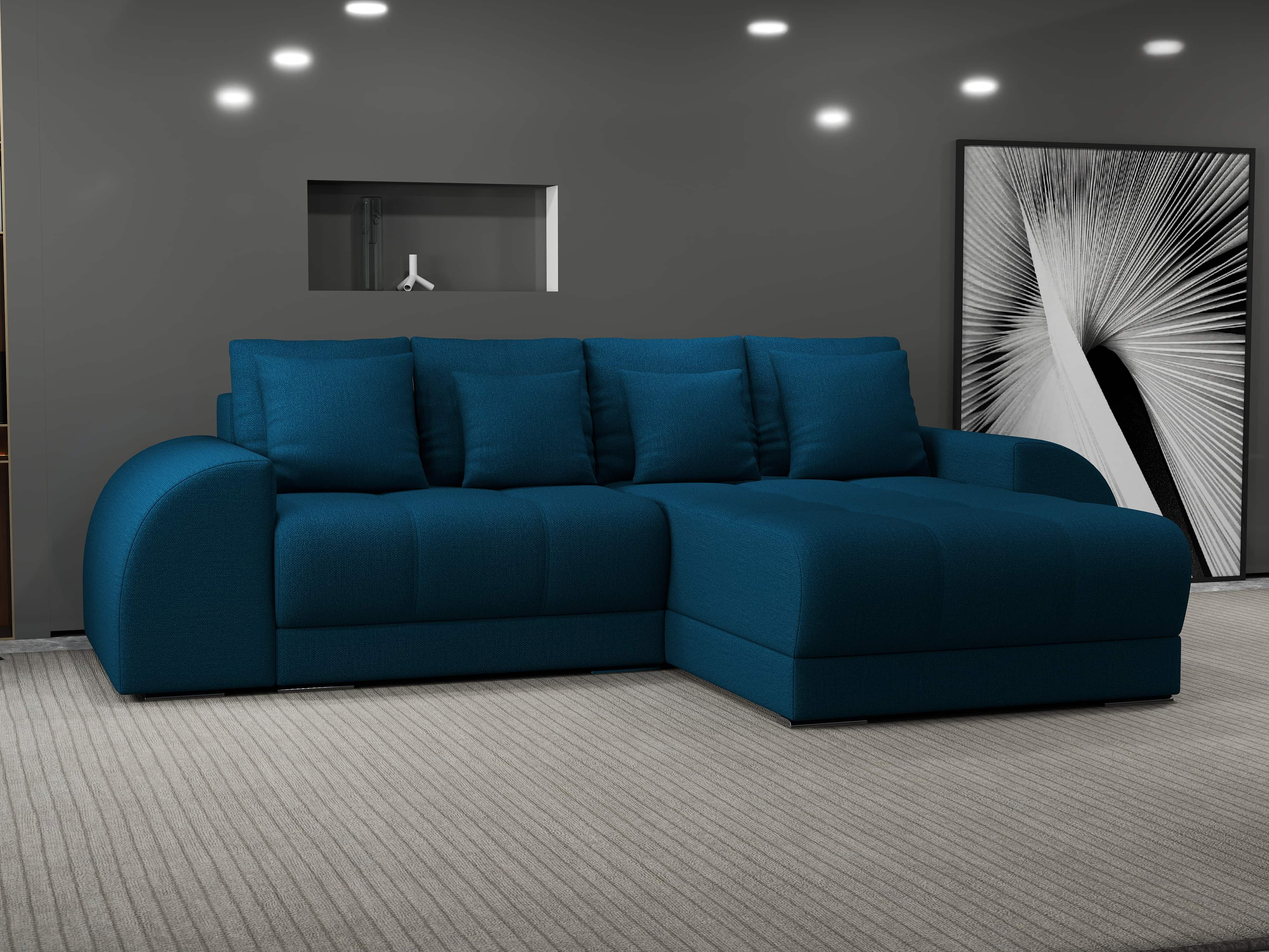 Colțar extensibil dumonde cu ladă de depozitare si sezut confortabil din spuma HR, Verona Enjoy Petrol II 290x185 cm Fabrica