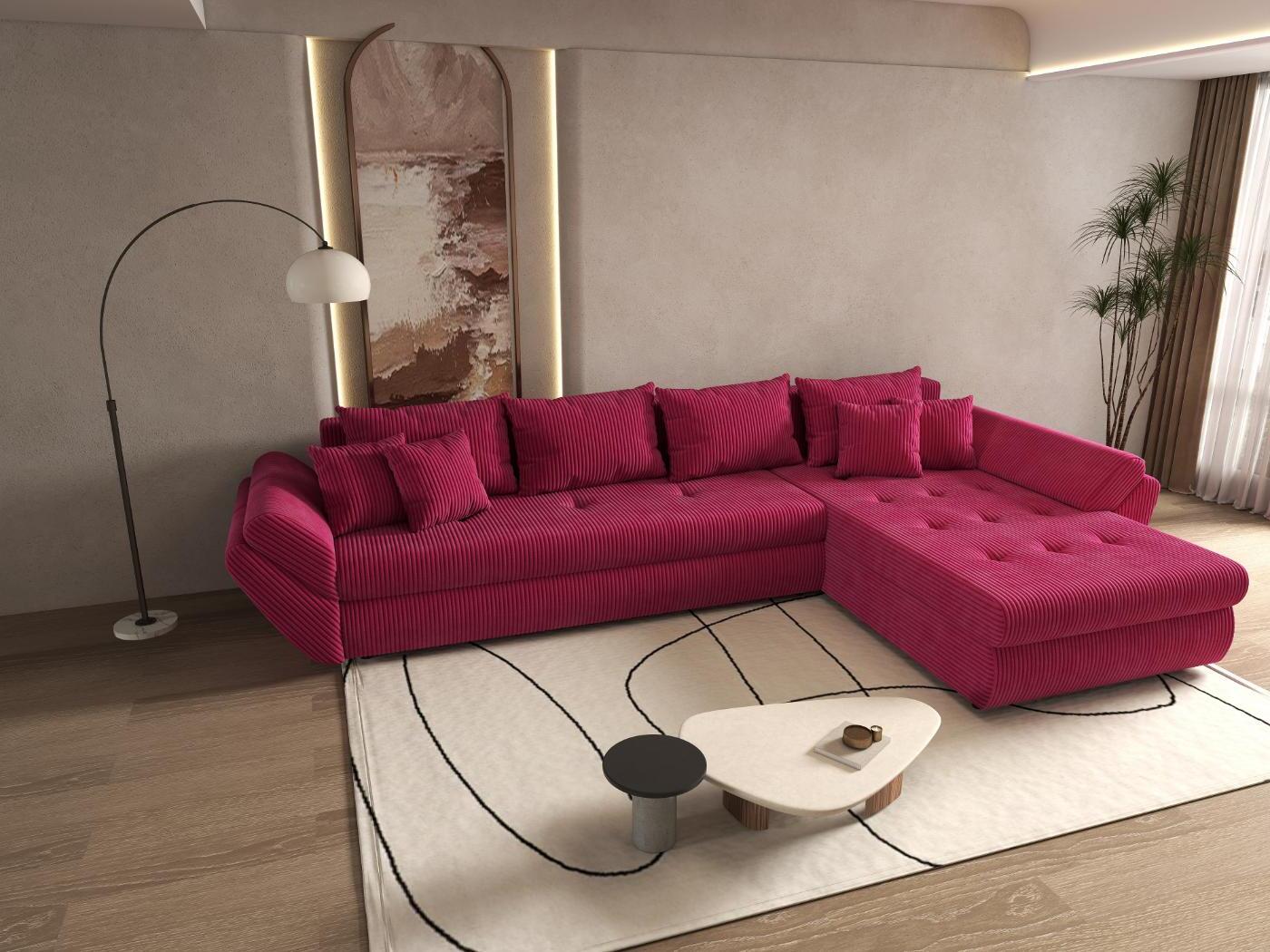 Colțar extensibil dumonde cu ladă de depozitare si sezut confortabil din spuma HR, Loana XL Zoom Rosu II 335x185 cm Fabrica