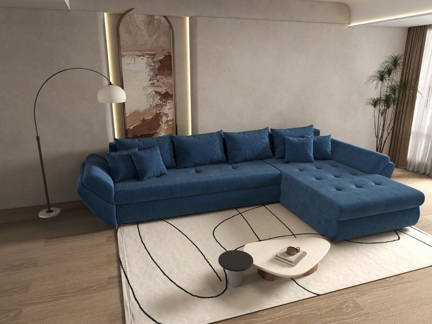 Colțar extensibil dumonde cu ladă de depozitare si sezut confortabil din spuma HR, Loana XL Zoom Albastru II 335x185 cm Fabrica