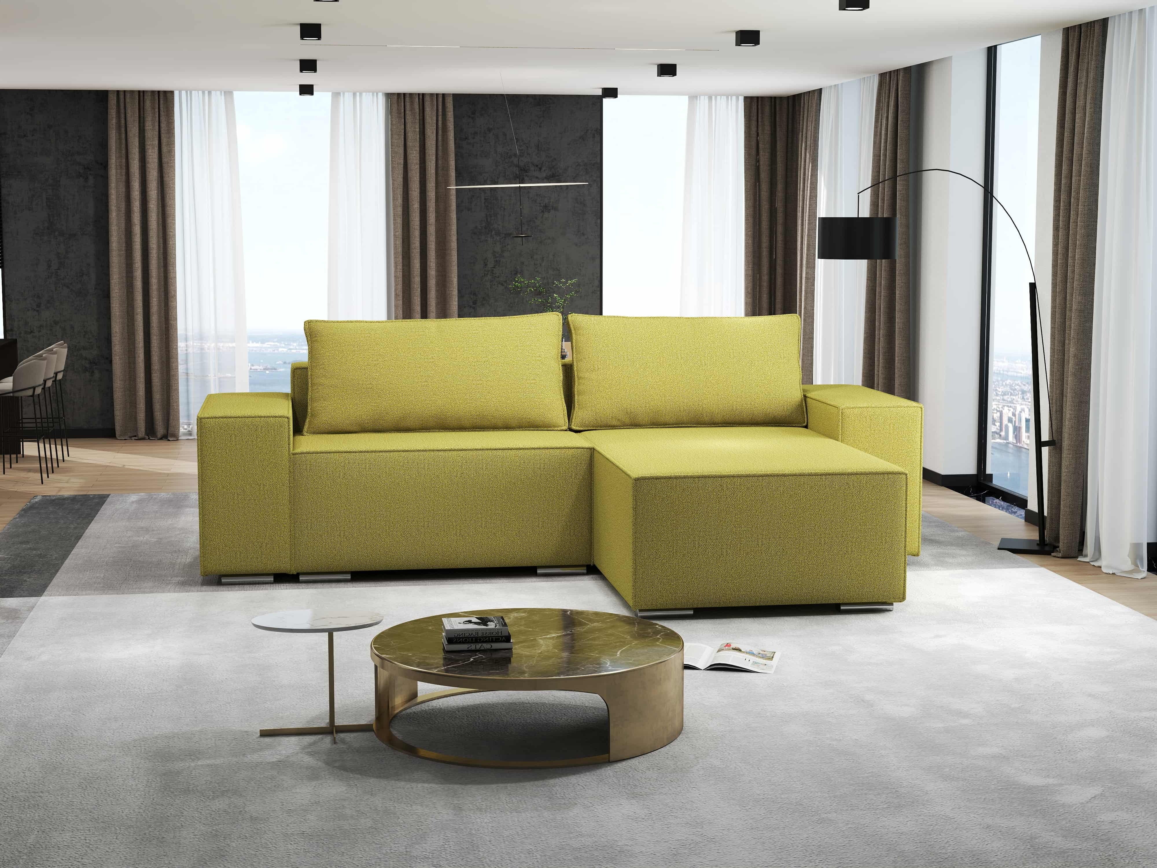 Colțar extensibil dumonde cu ladă de depozitare si sezut confortabil din spuma HR, Dream Enjoy Verde 290x185 cm II Fabrica
