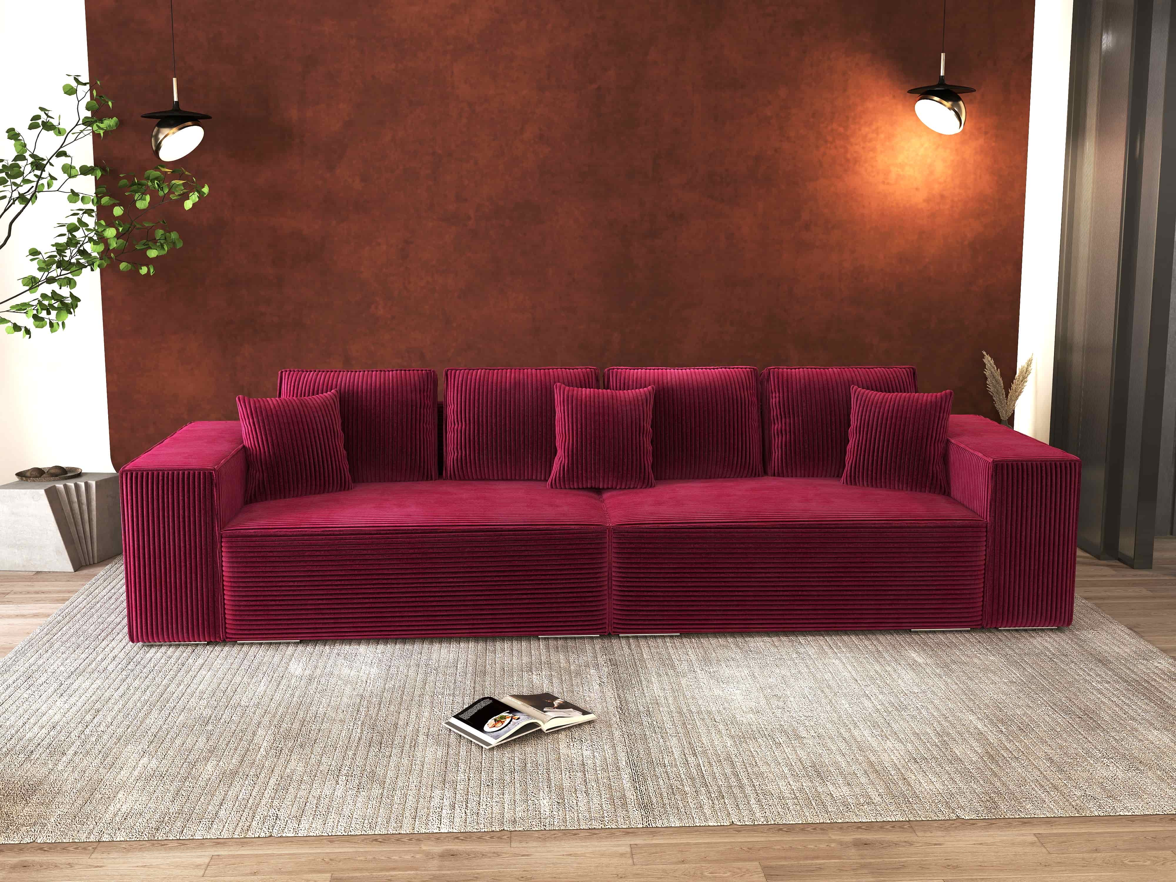 Canapea extensibilă dumonde cu ladă de depozitare si sezut confortabil din spuma HR, Dream Zoom Rosu 310x100 cm Fabrica